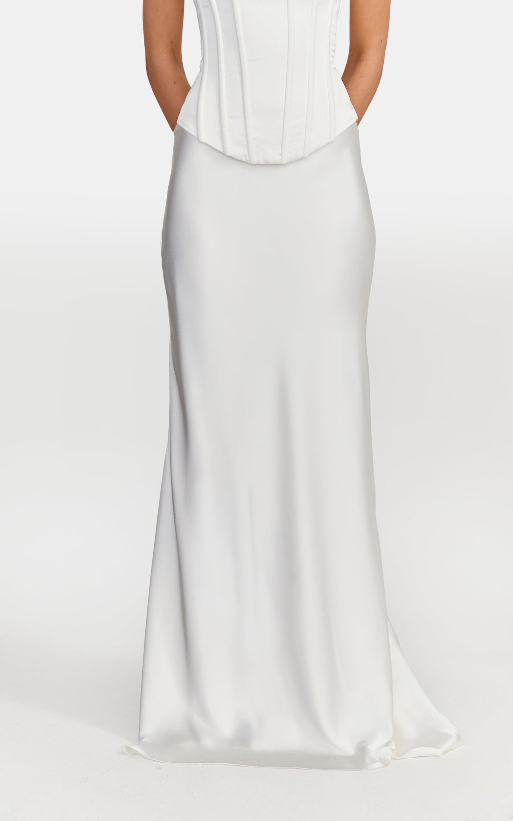 Carrie Maxi Skirt - Bias Cut Skirt With Train in White