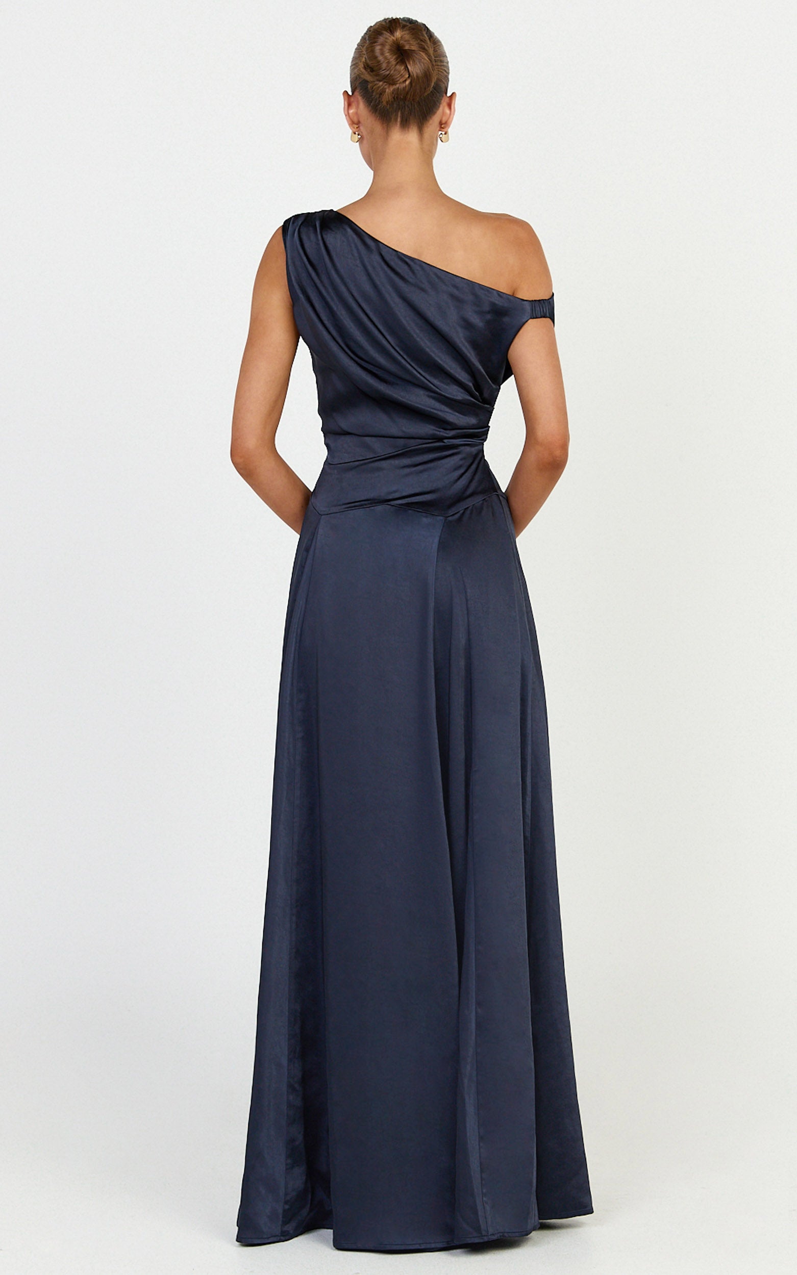 Helena Maxi Dress - Off Shoulder Godet Dress in Navy