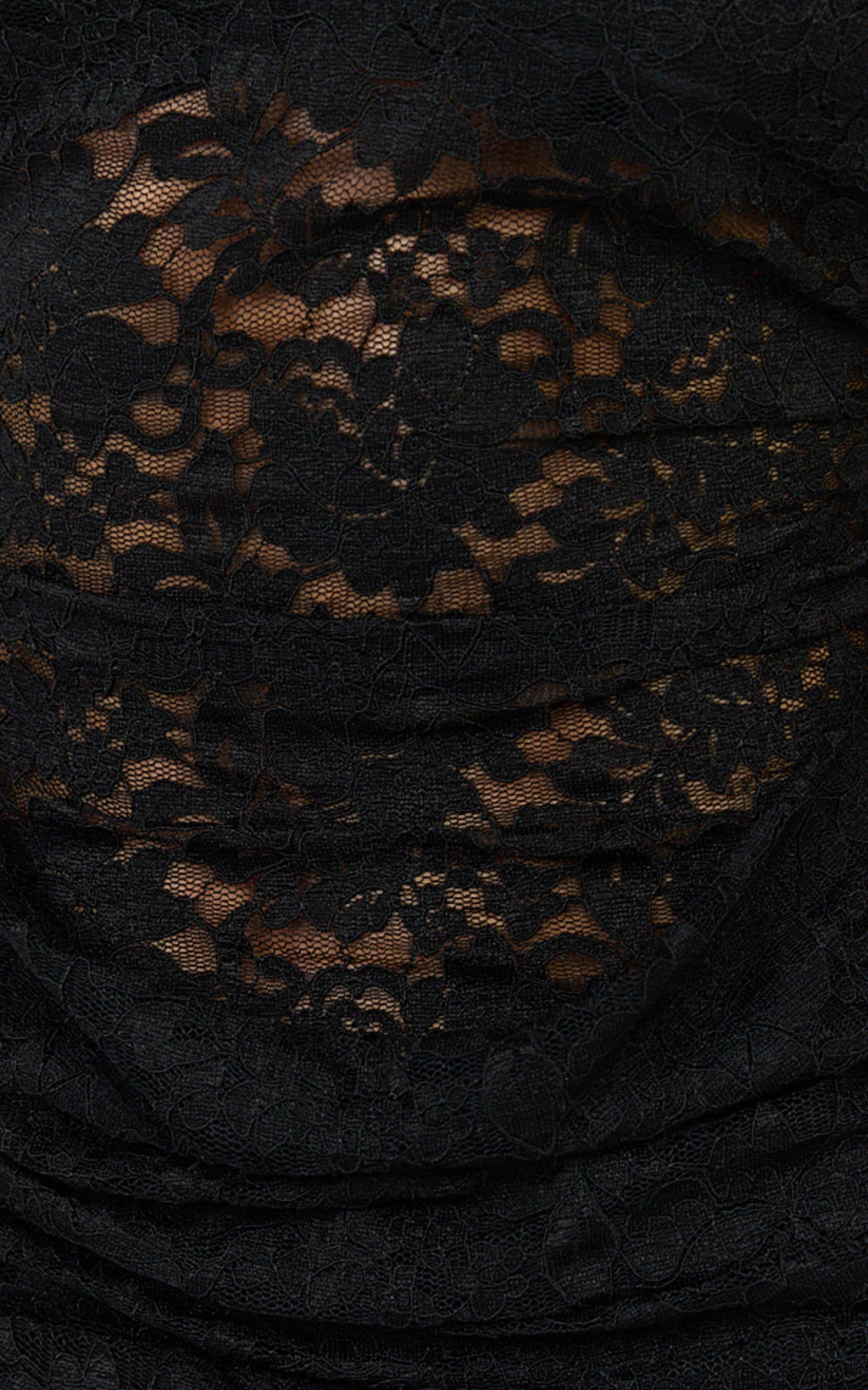 Skye Mini Dress - Lace Long Sleeve Draped Skirt Dress in Black