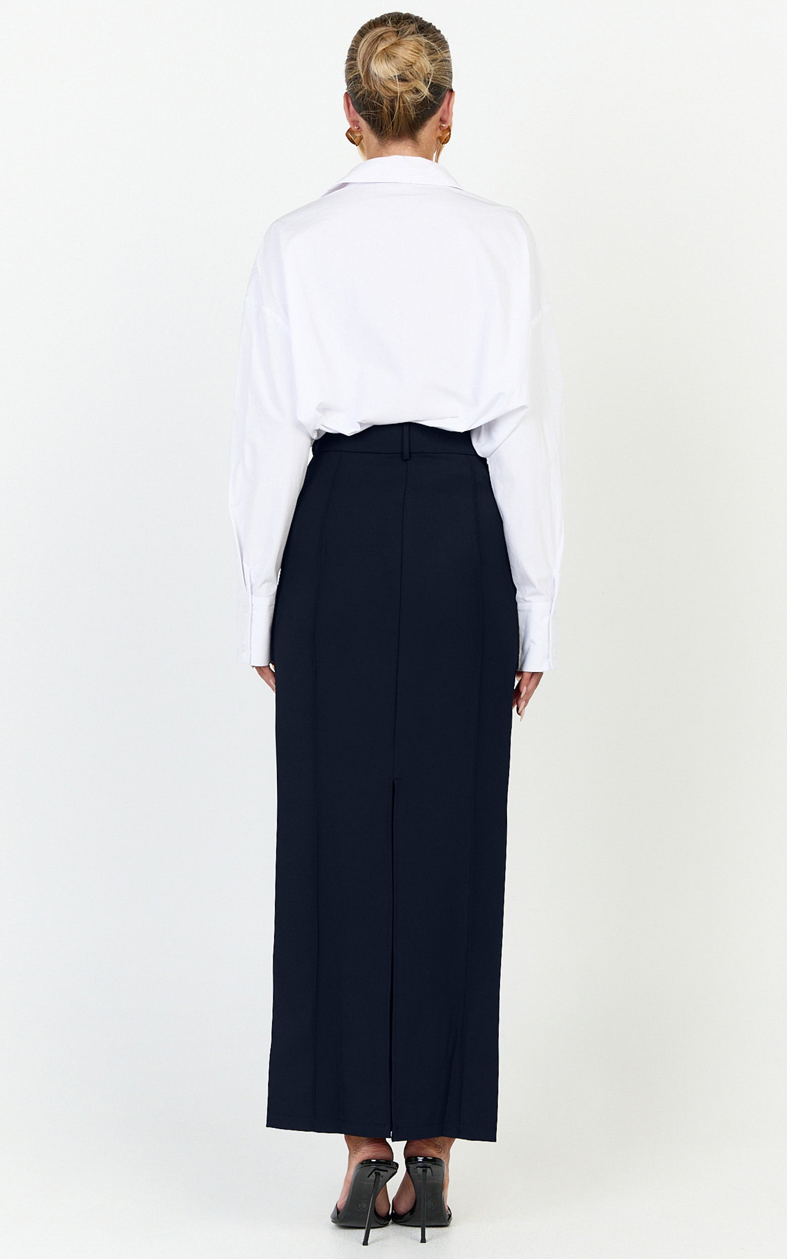 Stella Maxi Skirt - High Waisted Pencil Skirt in Navy