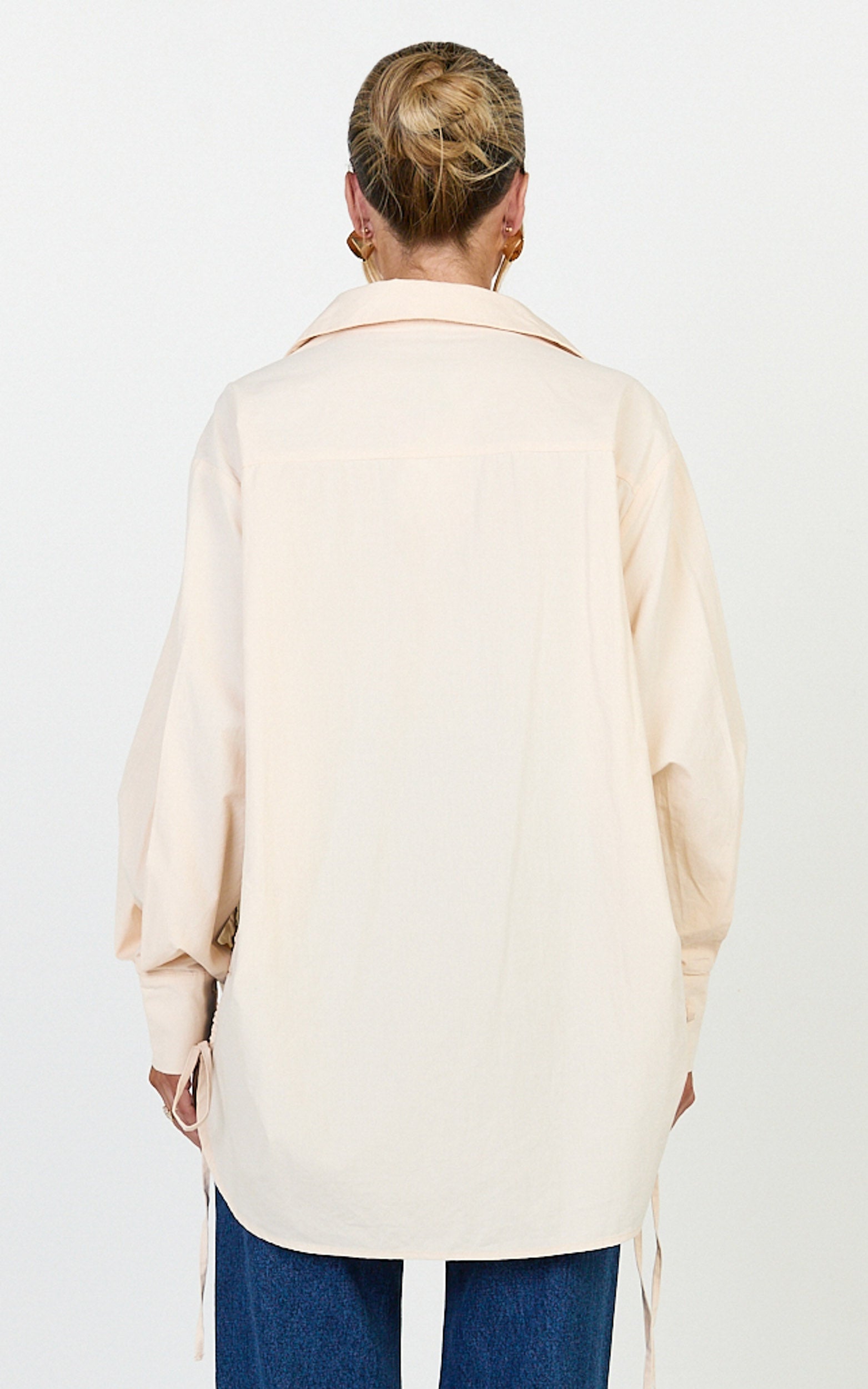 Kalpena Shirt - Ruched Side Oversized Shirt in Neutral