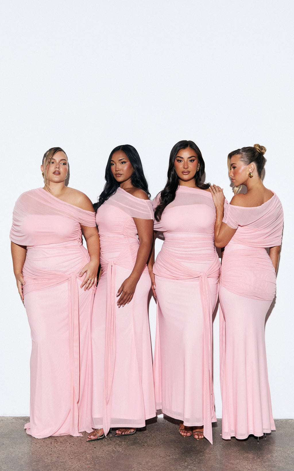 Nicolette Maxi Dress - Cape Sleeve Off Shoulder Dress in Pink