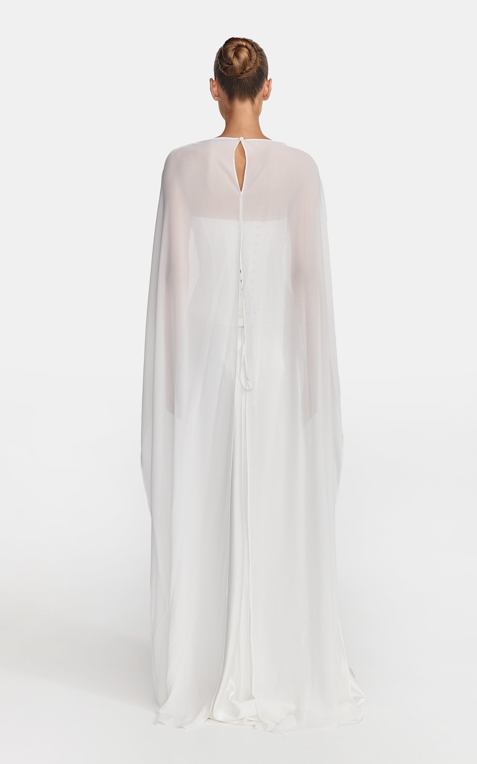 Carrie Top - Georgette Overlay Cape Top in White