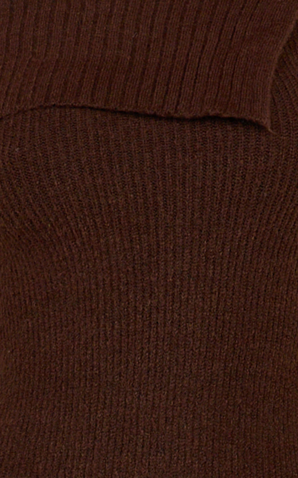Tess Mini Dress - Asymmetric Off Shoulder Long Sleeve Knit Dress in Chocolate