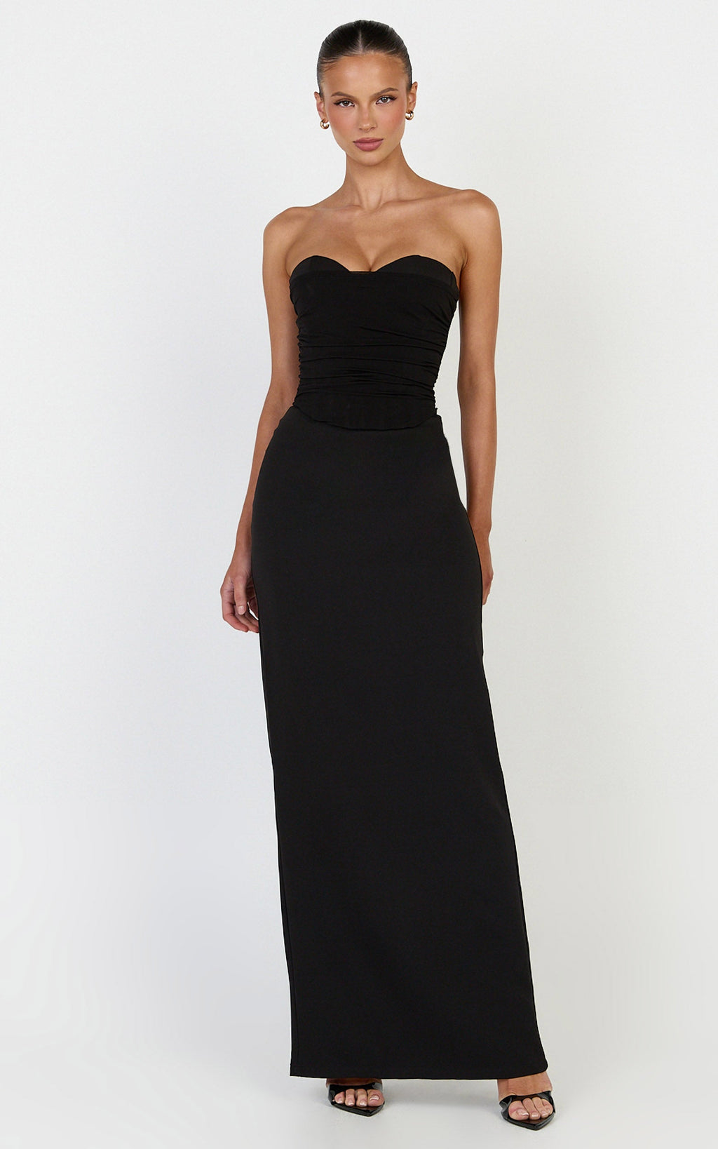 Helda Maxi Skirt - Mid Waist Back Split Skirt in Black