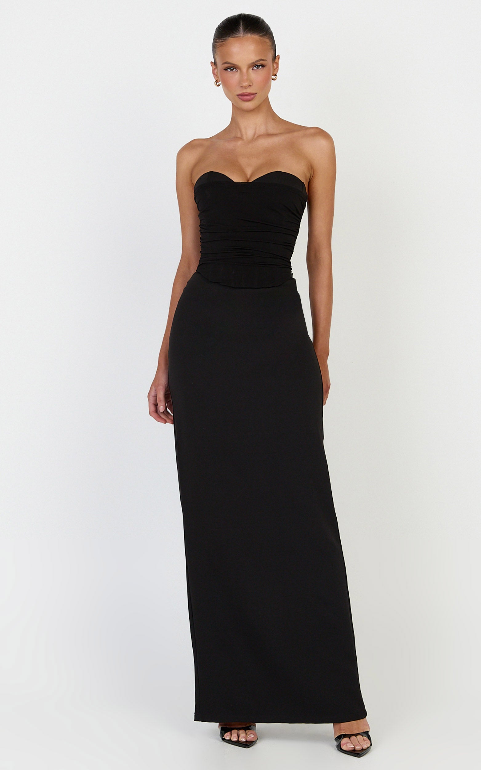 Helda Maxi Skirt - Mid Waist Back Split Skirt in Black