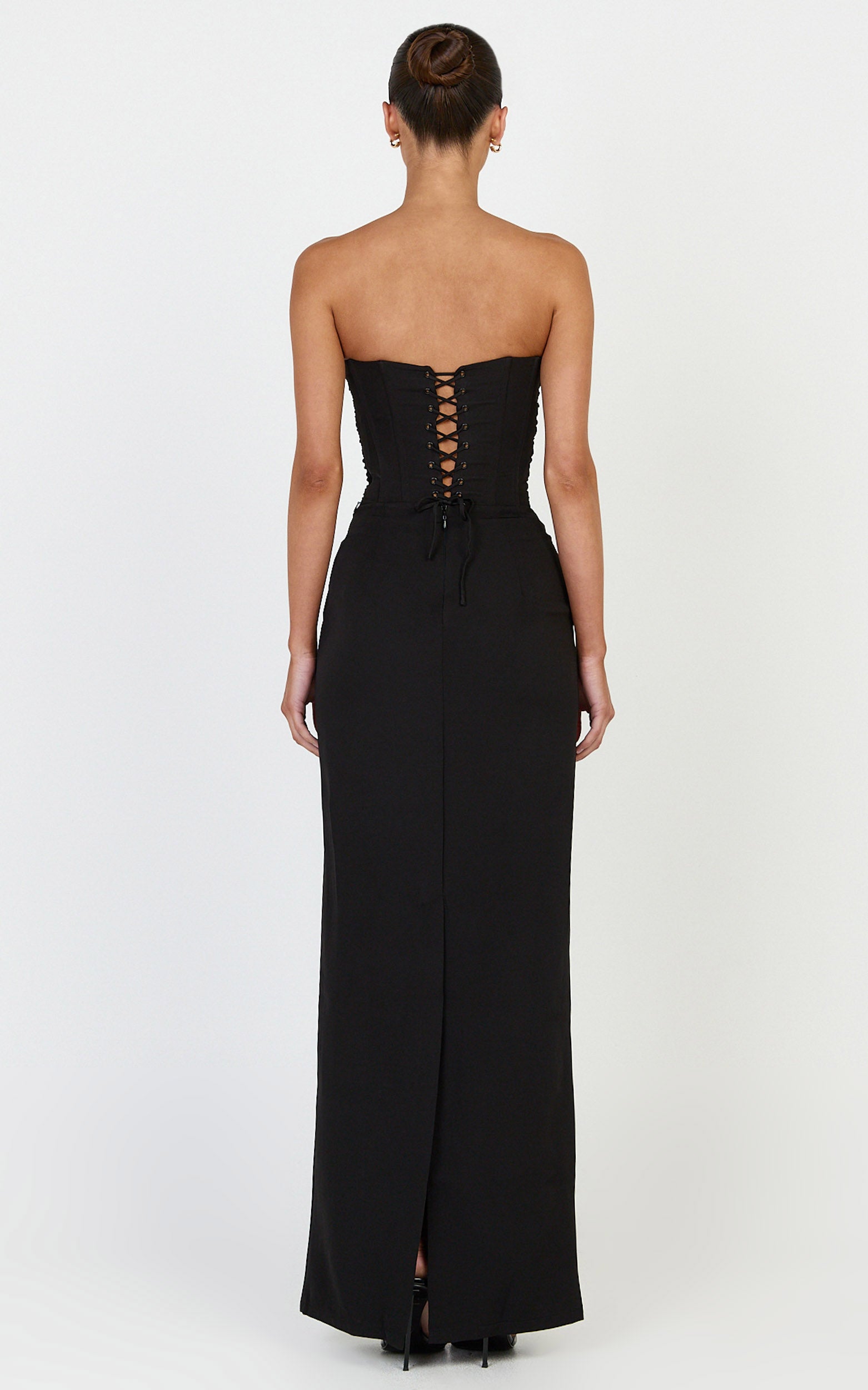 Helda Maxi Skirt - Mid Waist Back Split Skirt in Black
