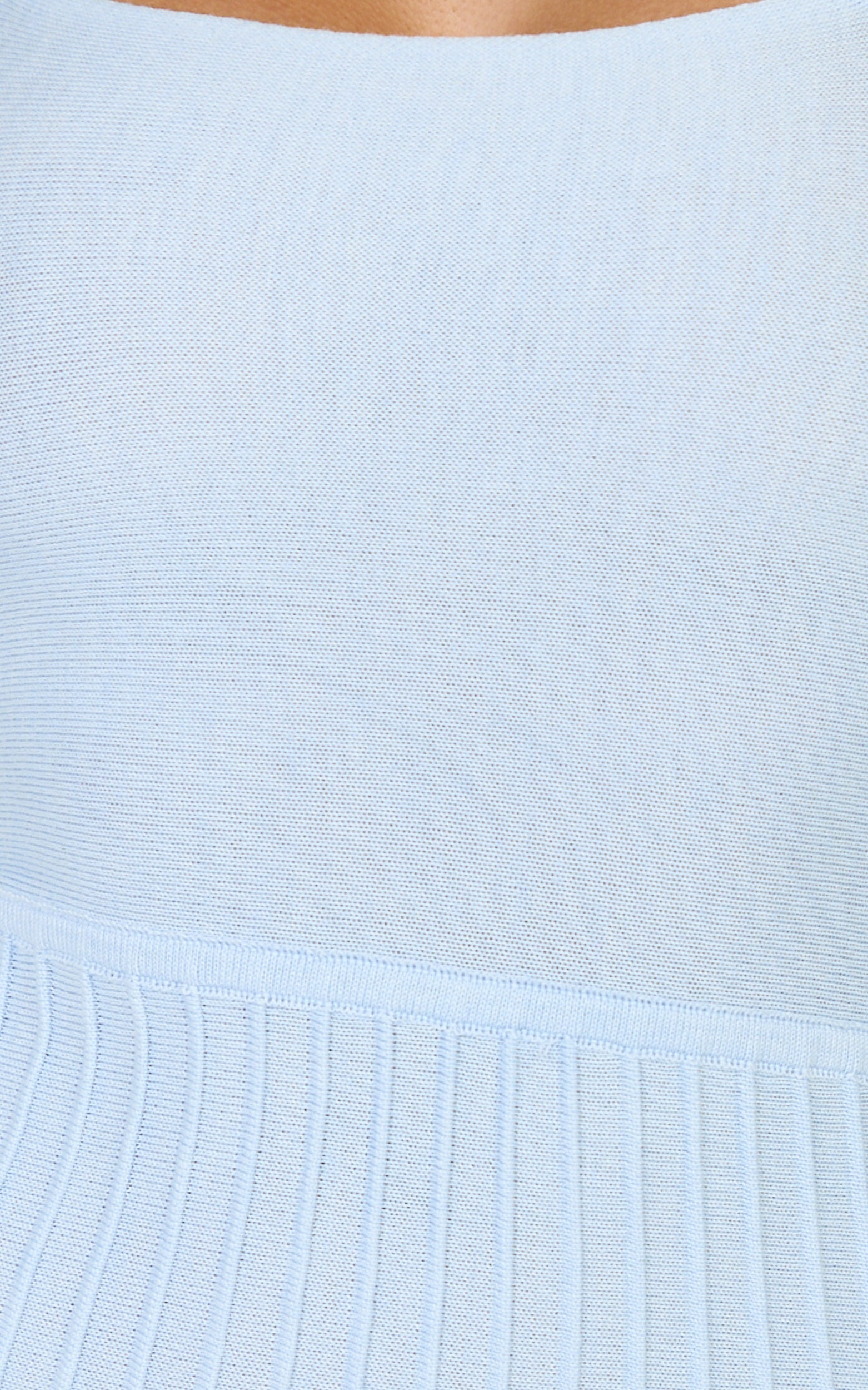 Candace Midi Dress - Halter Neck Ribbed Knit Dress in Baby Blue