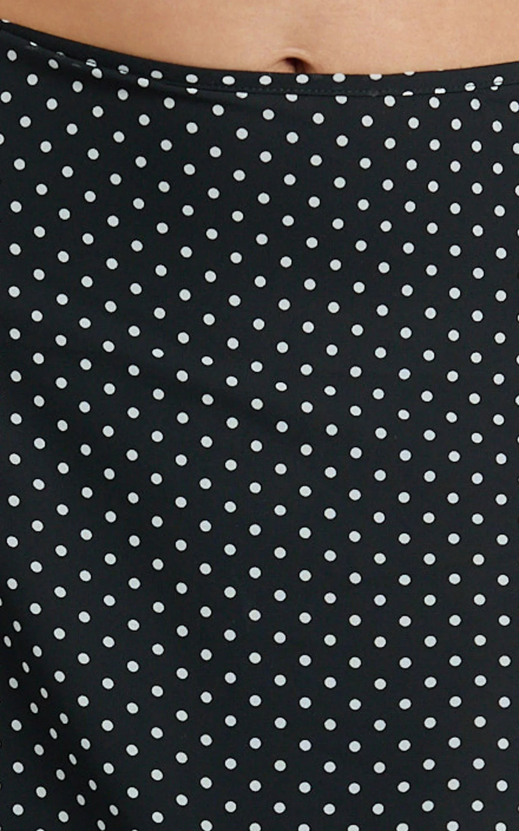 Charlie Midi Skirt - Polka Dot Low Waist Godet Skirt in Black