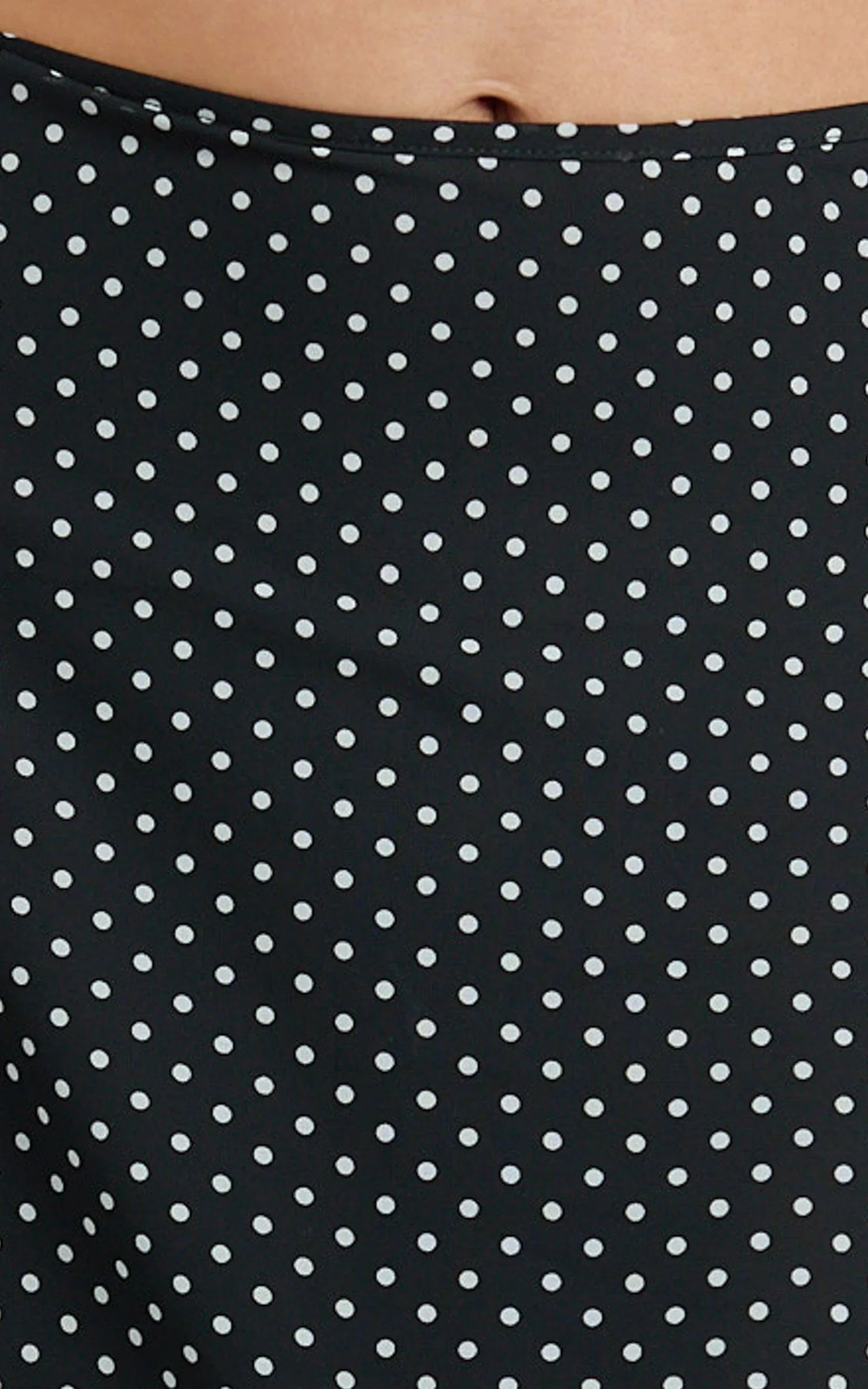 Charlie Midi Skirt - Polka Dot Low Waist Godet Skirt in Black
