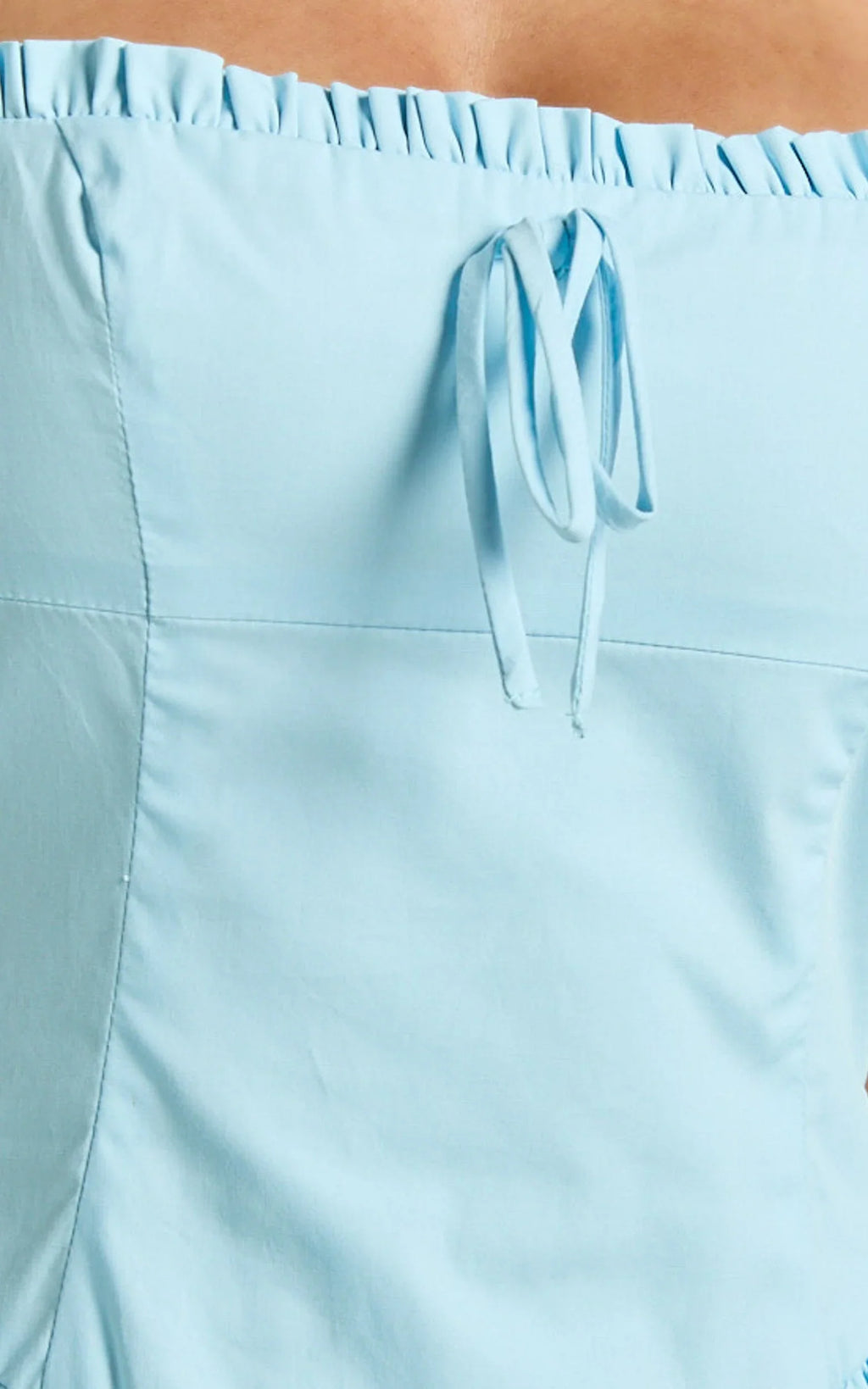 Julianne Mini Dress - Sweetheart Neck Drop Waist Pleated Dress in Light Blue