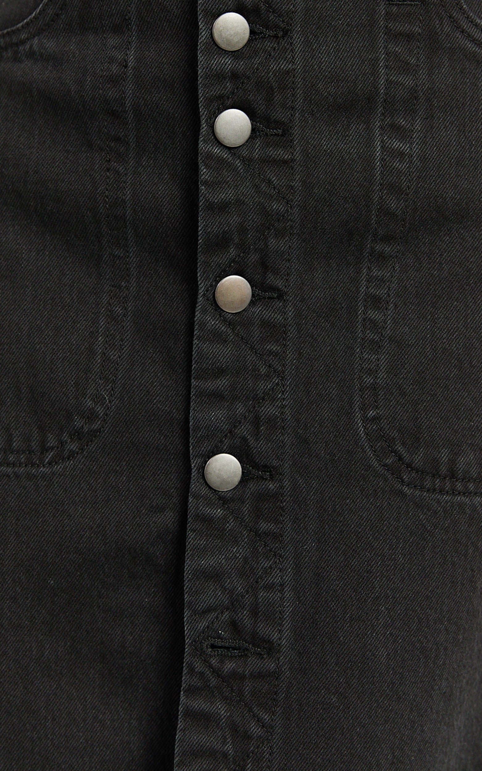 Alisa Midi Skirt - Button Through A Line Denim in Black Wash