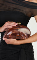 Lola Bag - Marble Clutch Bag in Brown