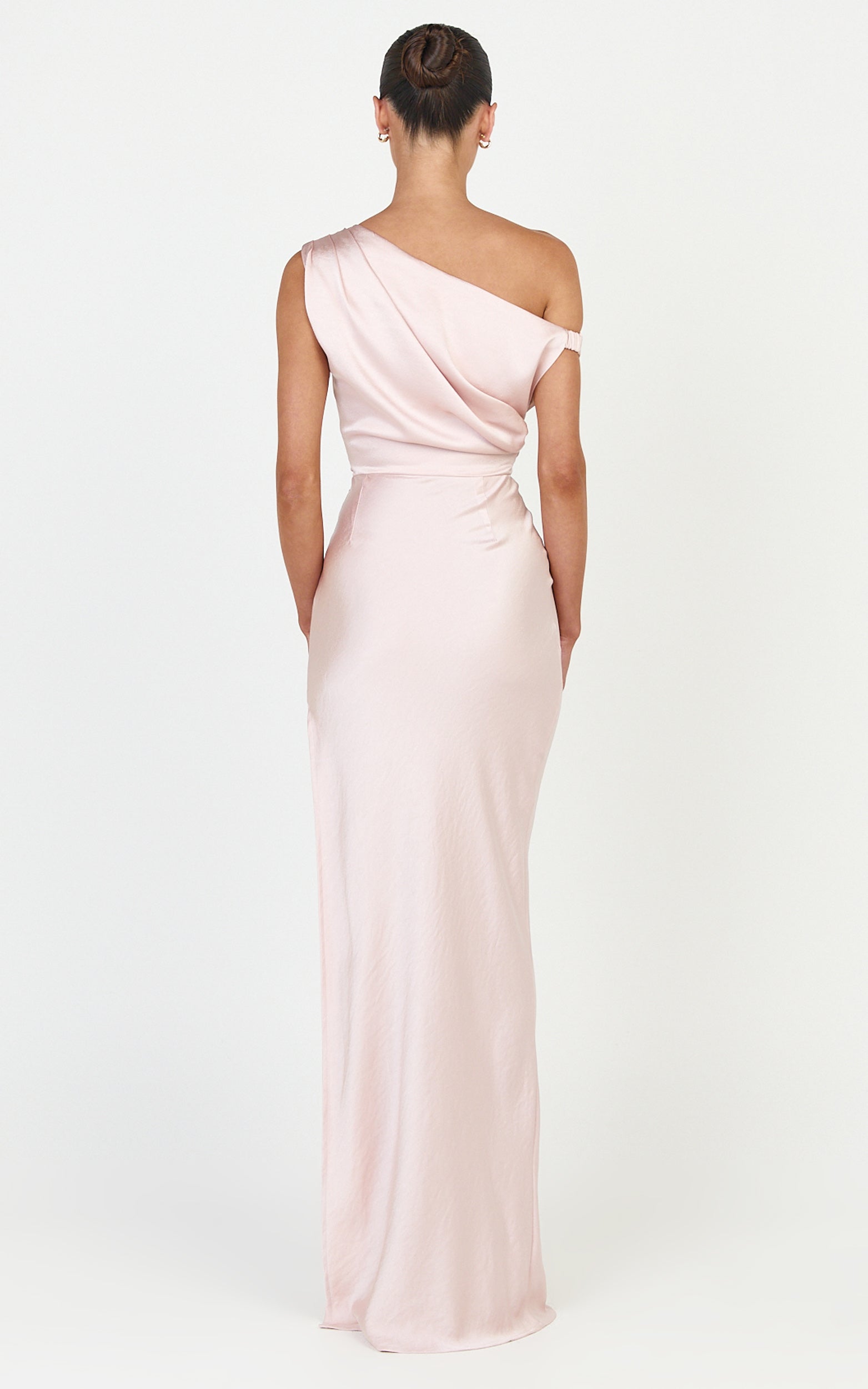 Laurie Maxi Dress - One Shoulder Tie Detail Dress in Pink
