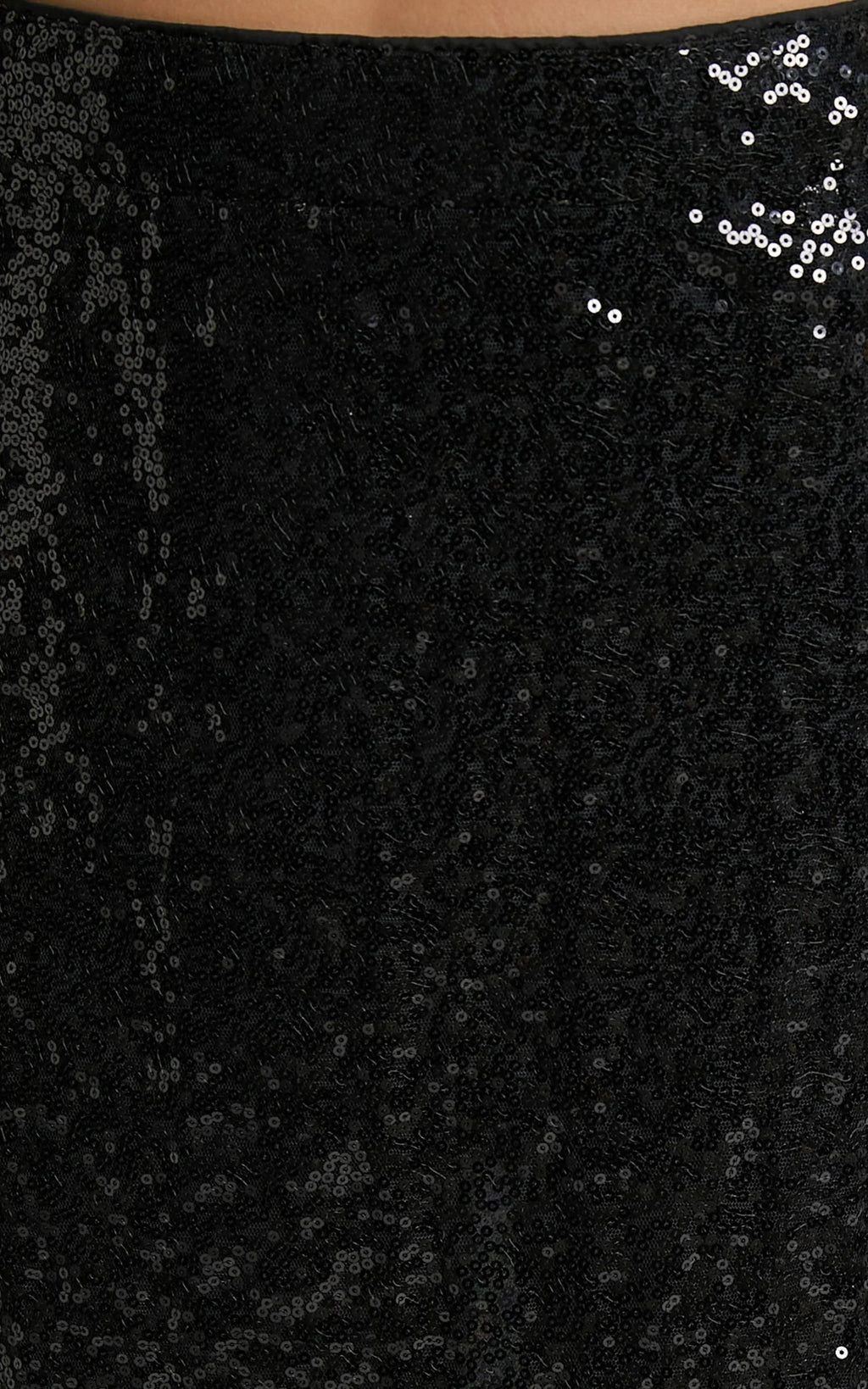 Elswyth Mini Skirt - Side Split Sequin Skirt in Black Sequin