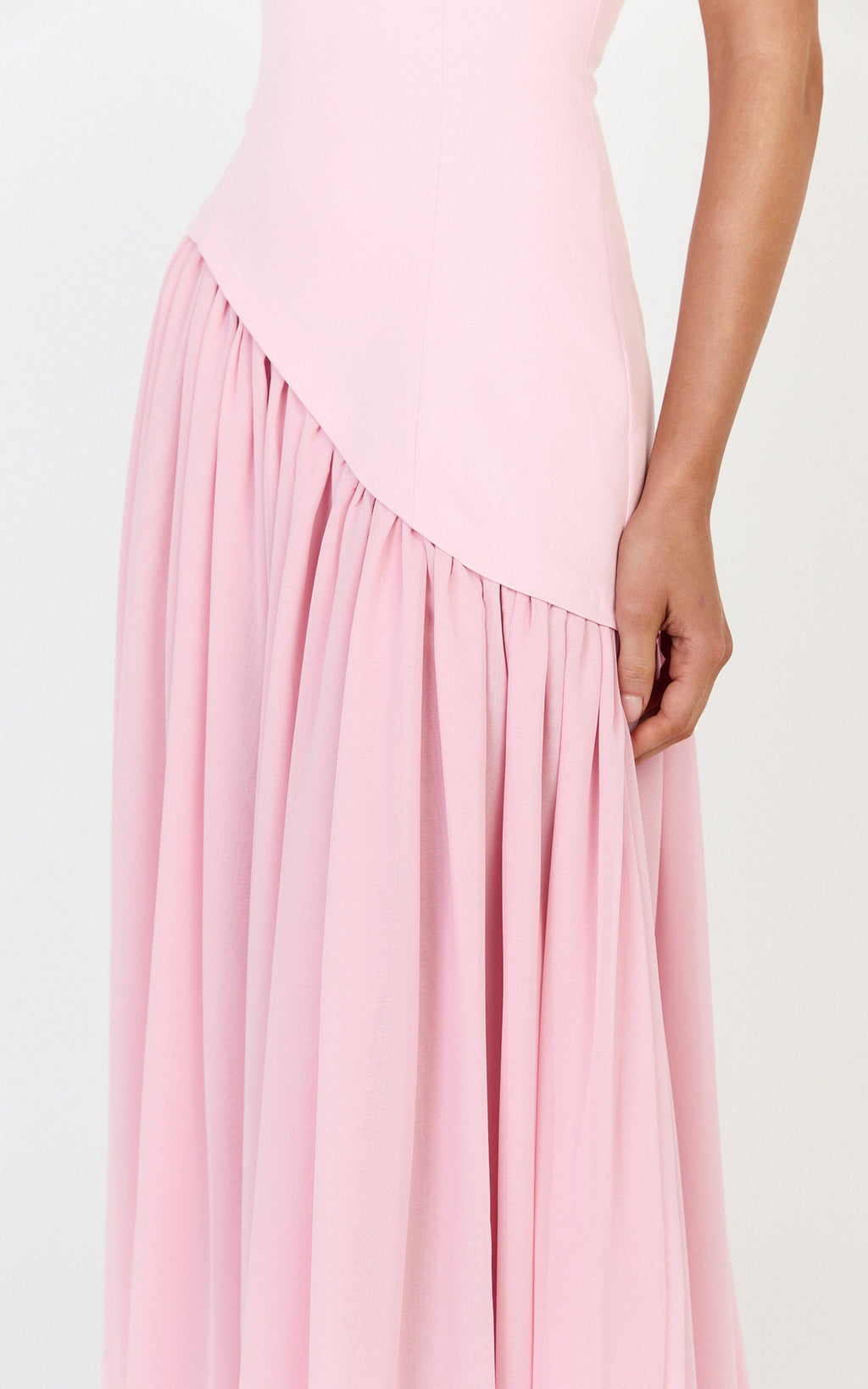Calla Maxi Dress - Halter Neck Asymmetric Dropped Waist Dress in Pink