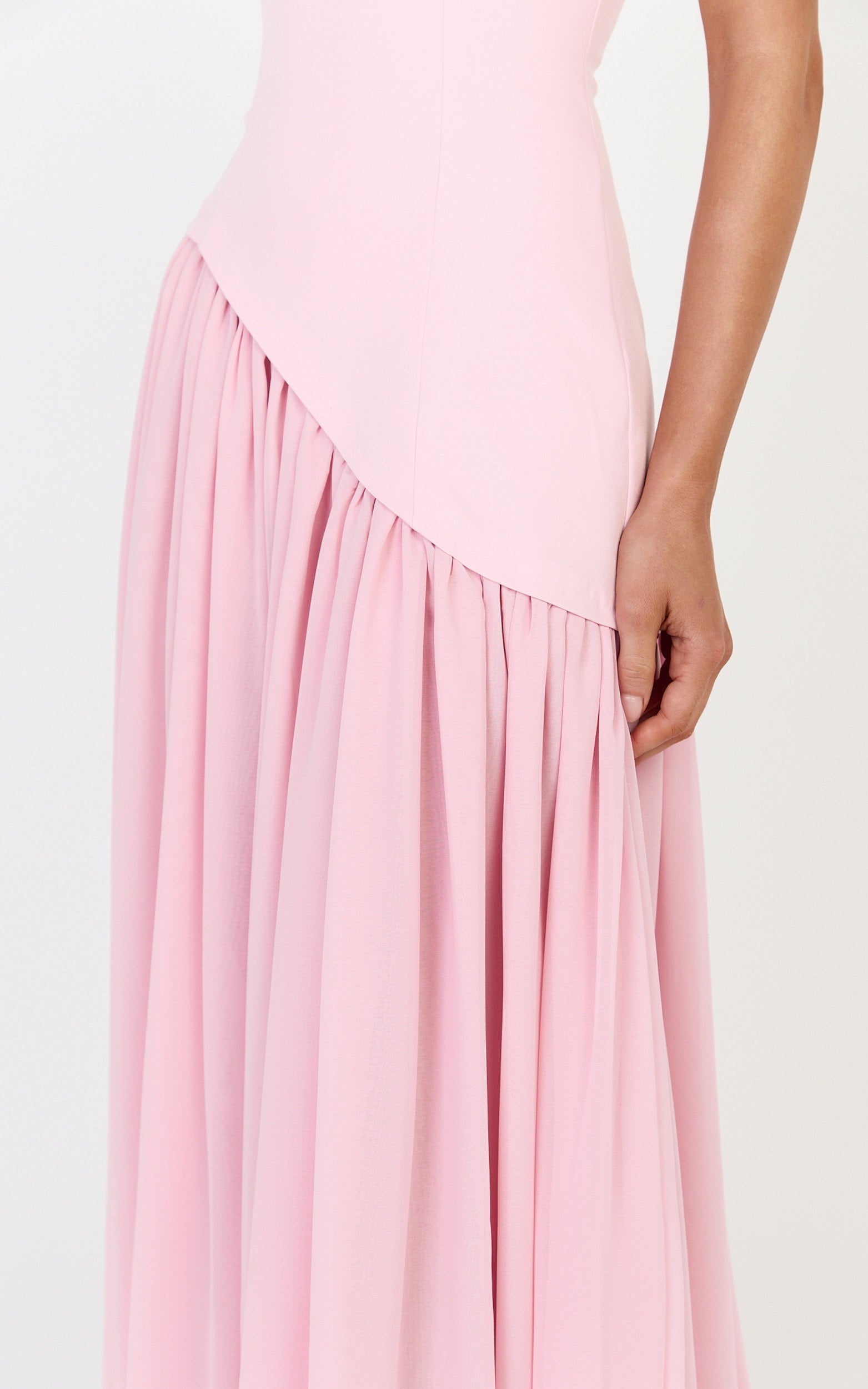 Calla Maxi Dress - Halter Neck Asymmetric Dropped Waist Dress in Pink