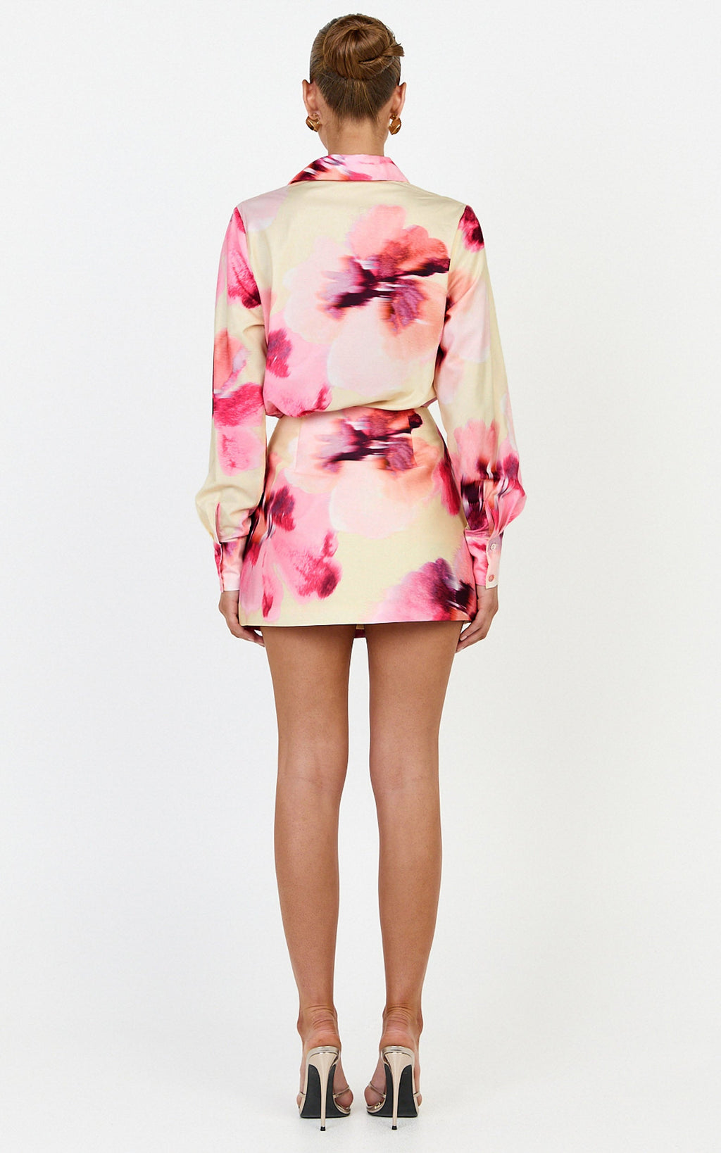 Sailor Mini Skirt - Mid Waist Faux Wrap Skirt in Floral Bloom Print