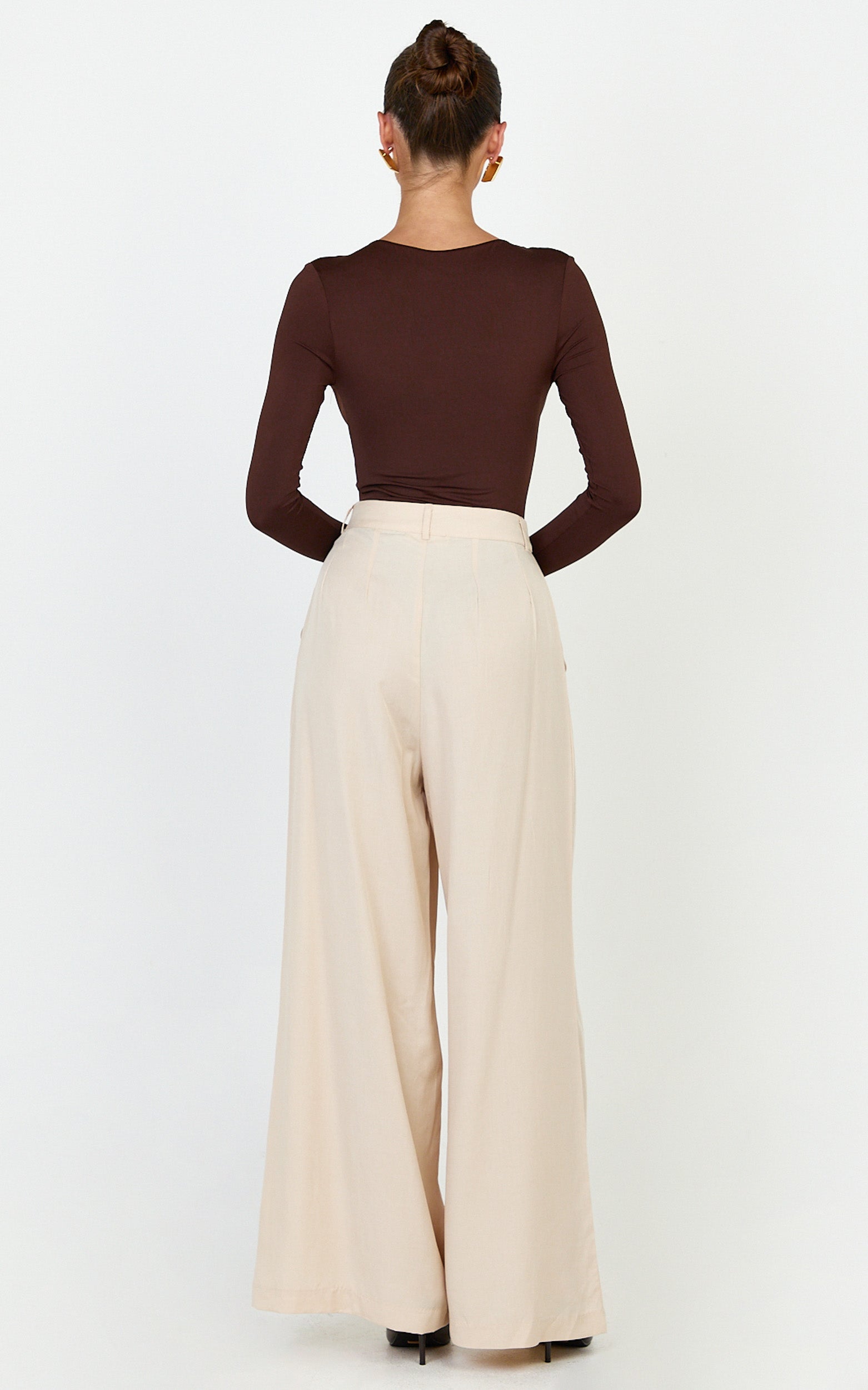 Clarke Pants - High Waist Wide Leg Pants in Neutral