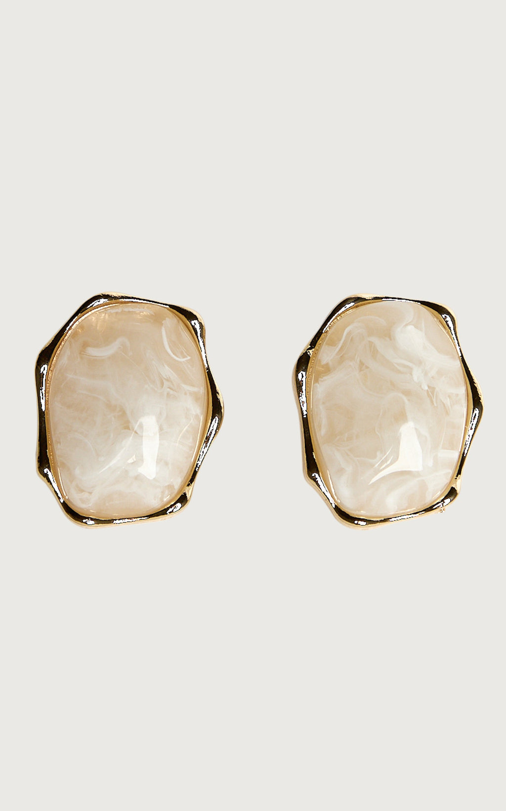 Thea Earrings - Resin Marble Stud Earrings in Gold