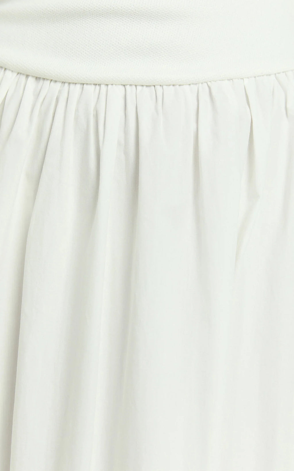 Murphy Midi Dress - Scoop Neck Straight Drop Waist Gathered Skirt Knit And Poplin Dress in White