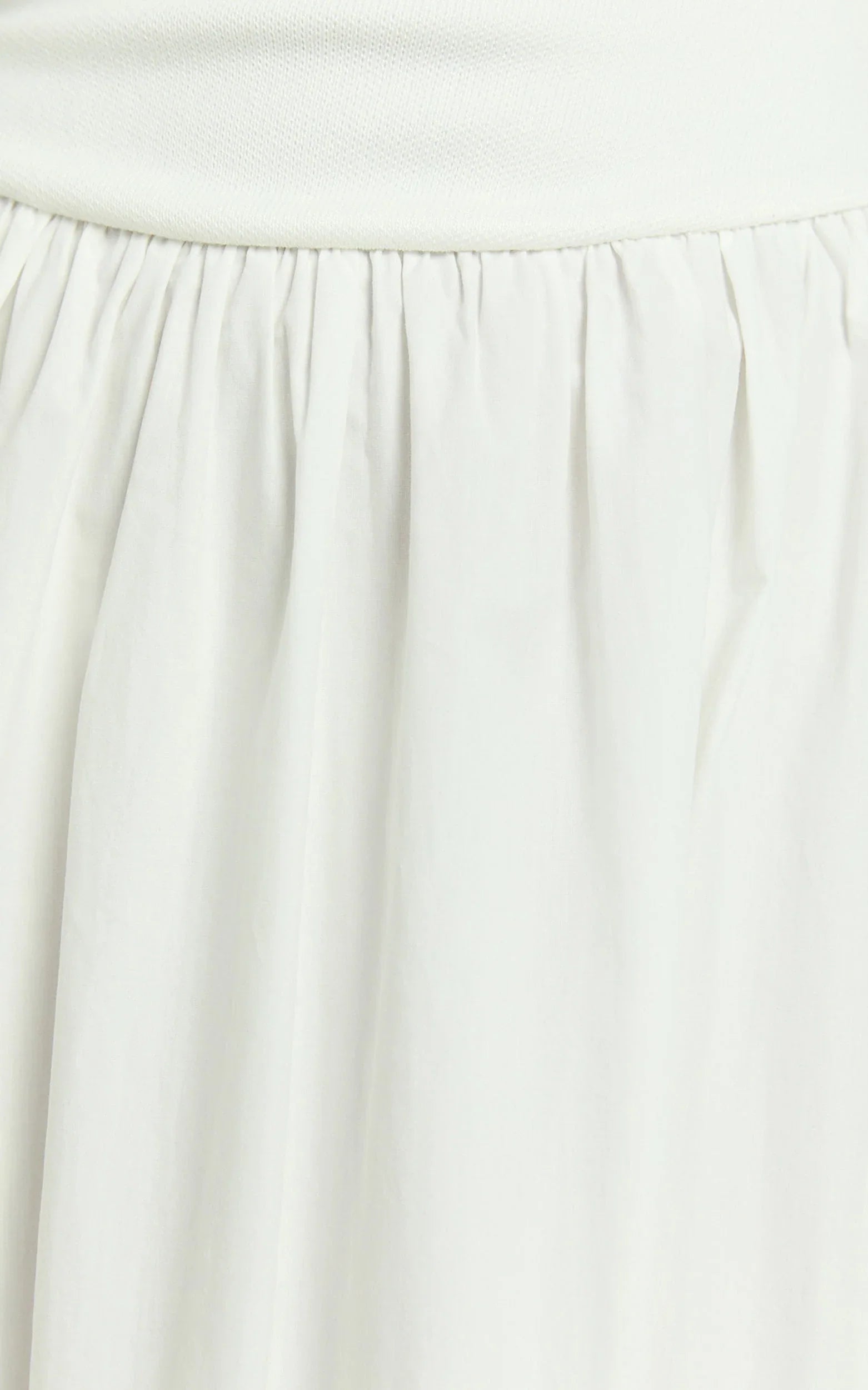Murphy Midi Dress - Scoop Neck Straight Drop Waist Gathered Skirt Knit And Poplin Dress in White