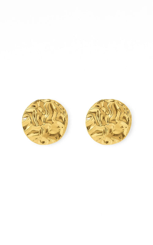 Anastasia Circle Textured Earrings in Gold