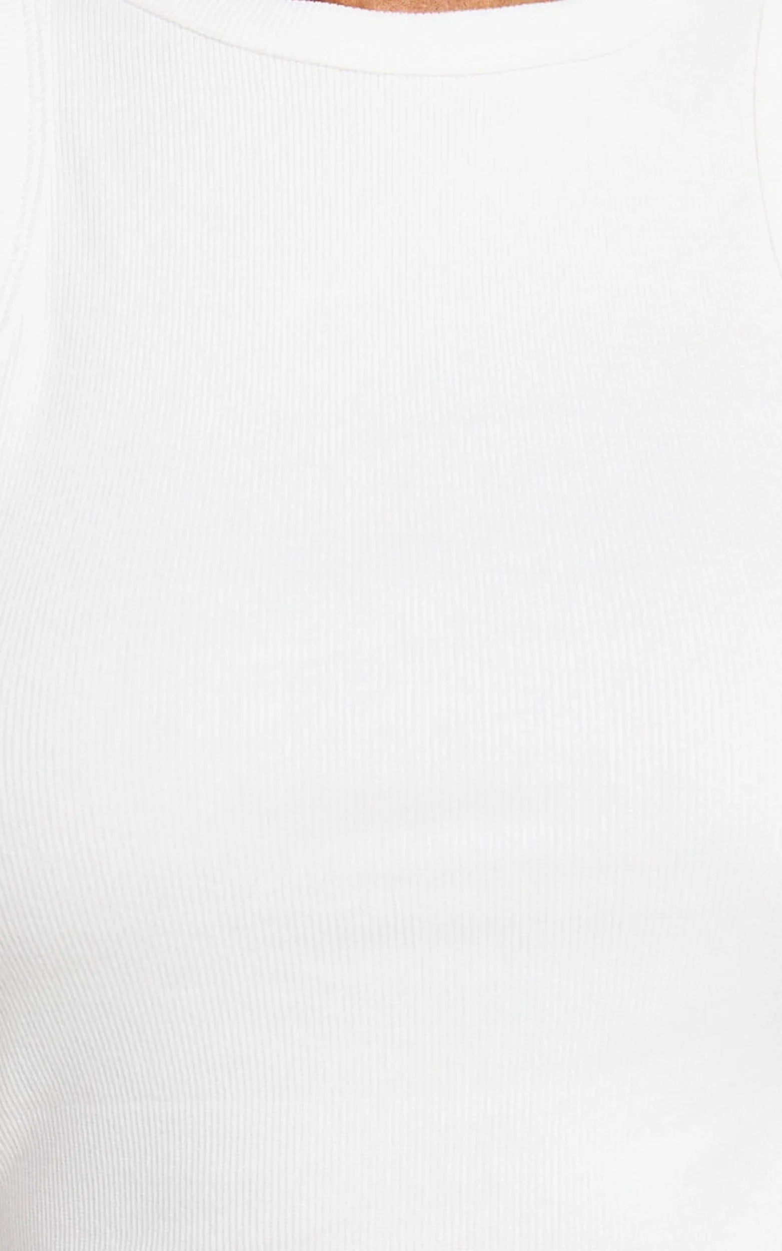 Candyce Mini Dress - Ribbed Sleeveless Bodycon Dress in White