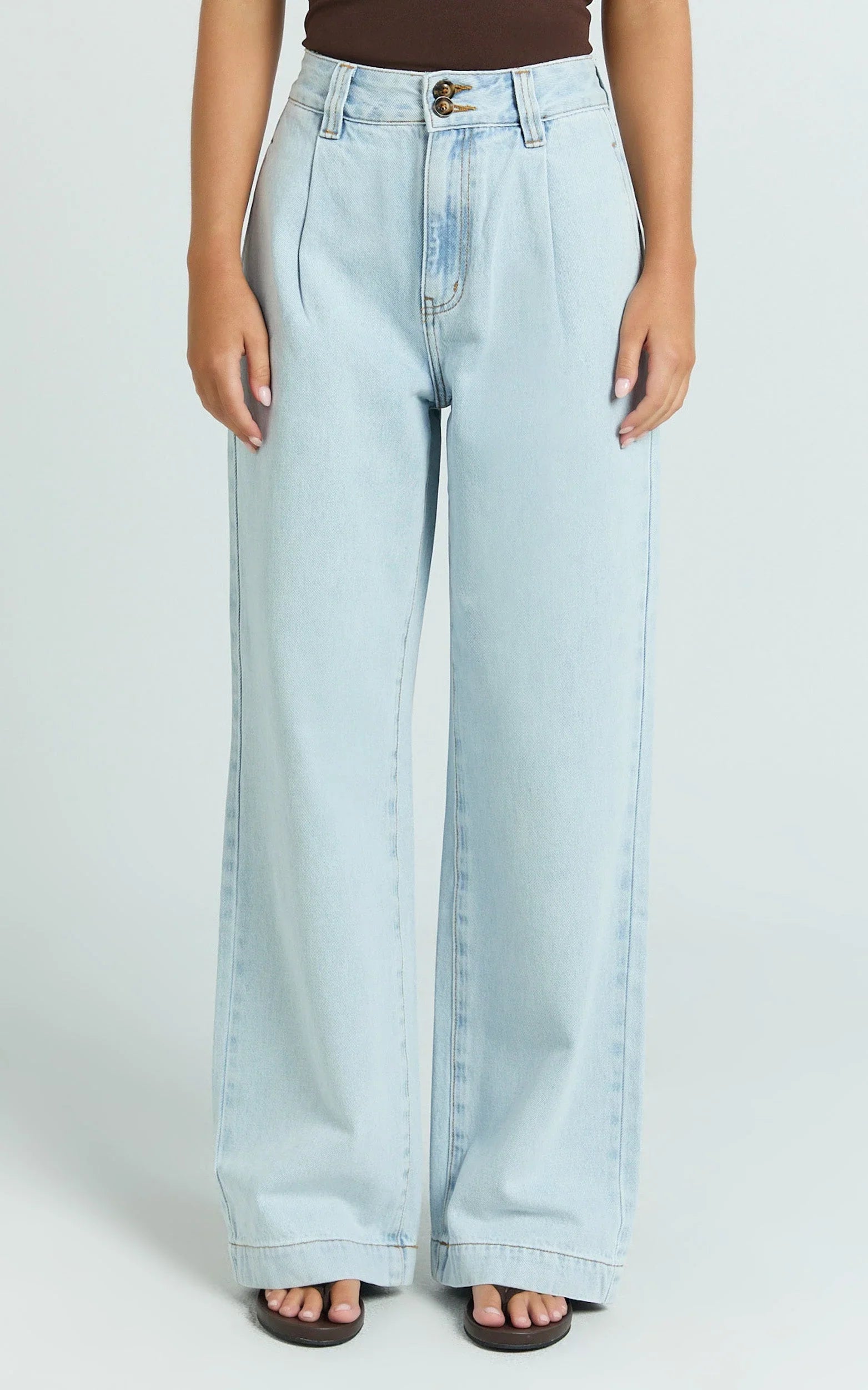 Fergie Jeans - Denim High Waisted Straight Leg Denim Jeans in Light Blue