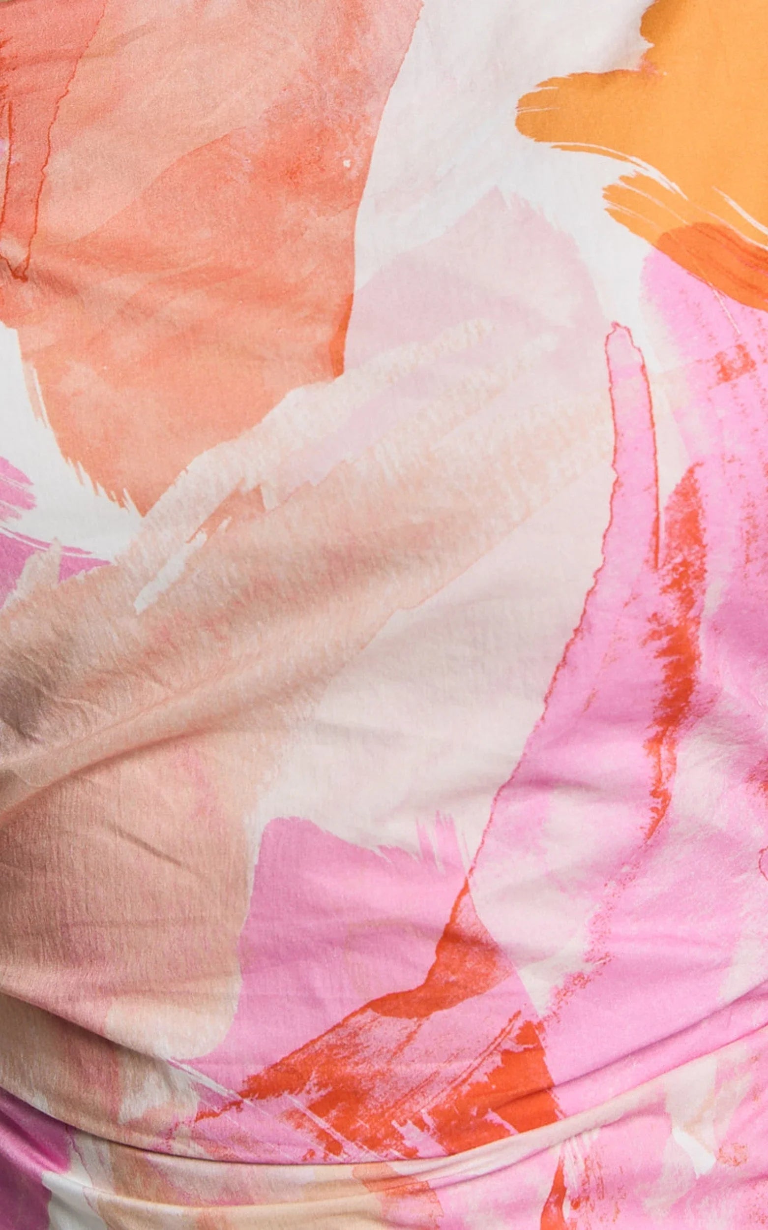 Cincinnati Midi Dress - Off The Shoulder Side Split Column Linen Look Dress in Pink Blur Floral