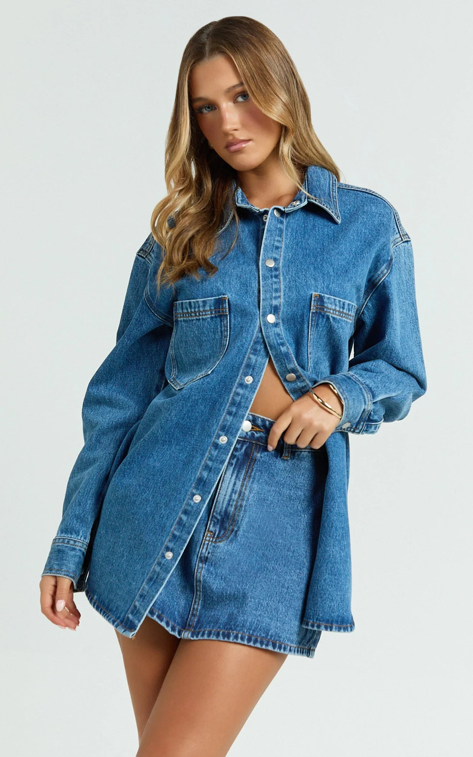 Faharra Shirt - Recycled Cotton Denim Shirt in Dark Blue Wash