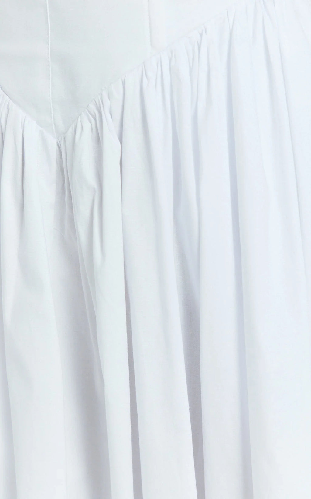 Beckett Midi Dress - Scoop Neck Drop V Waist Gathered Skirt Dress in White