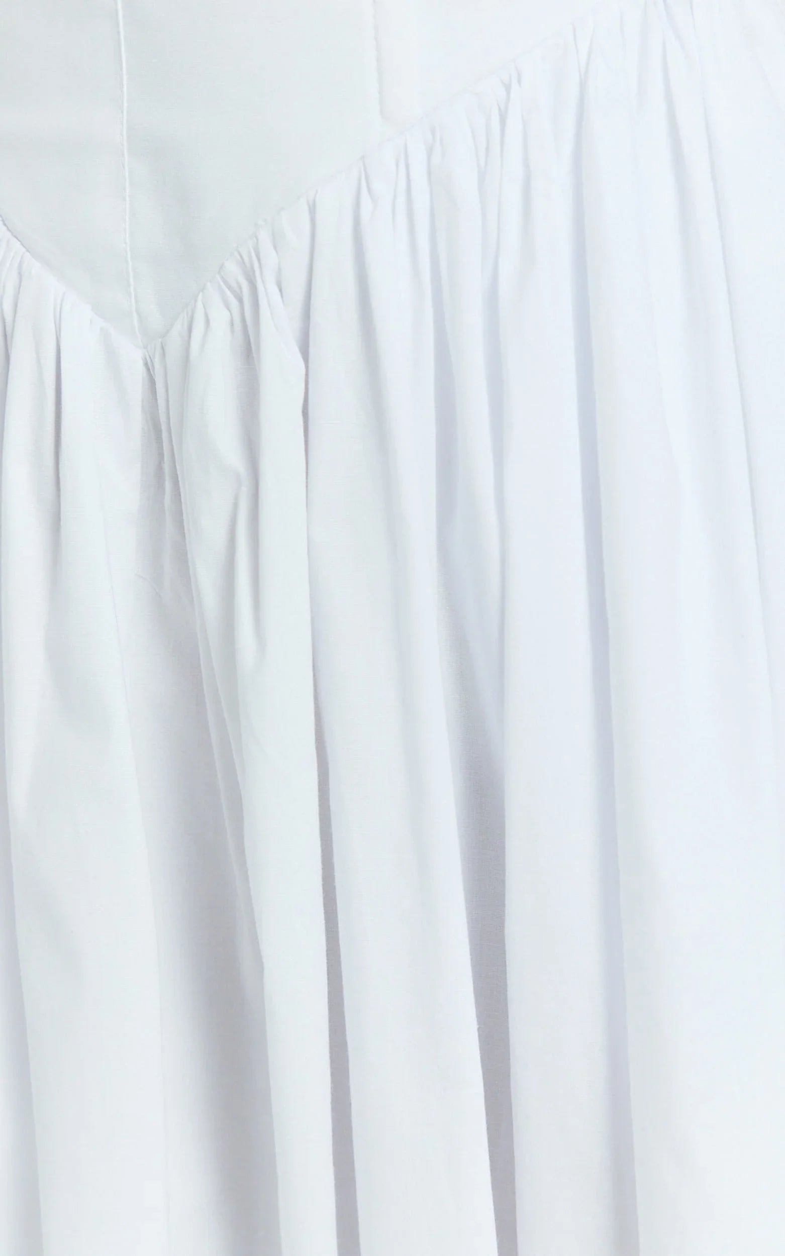 Beckett Midi Dress - Scoop Neck Drop V Waist Gathered Skirt Dress in White