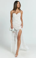 Adana Maxi Dress - Lace Fit And Flare Dress in White