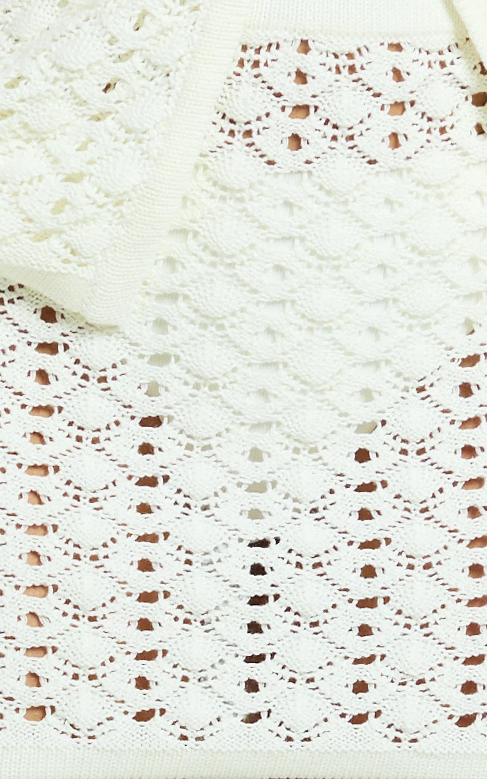 Henrietta Mini Skirt - Fitted Pointelle Knit Skirt in Off White