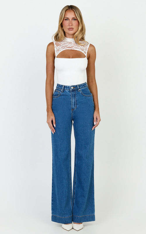 Blanche Top - Cut Out Lace Top in White