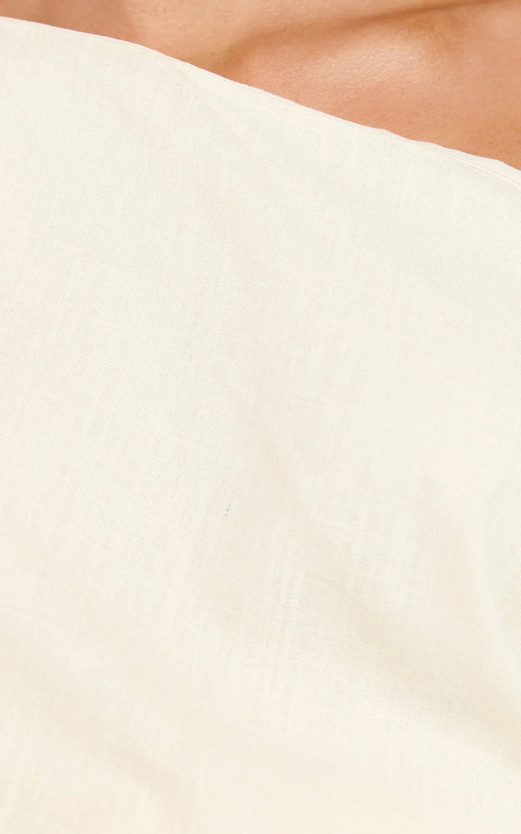 Collins Linen Blend Top - Draped Asymmetrical Neckline Top in Stone
