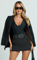 Nola Skort - High Waisted Utility Pocket Skort in Black