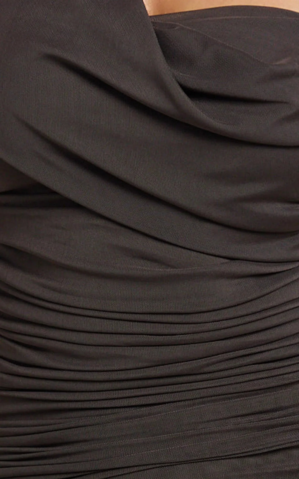Larson Maxi Dress - Asymmetric Tie Neck Column Dress in Chocolate