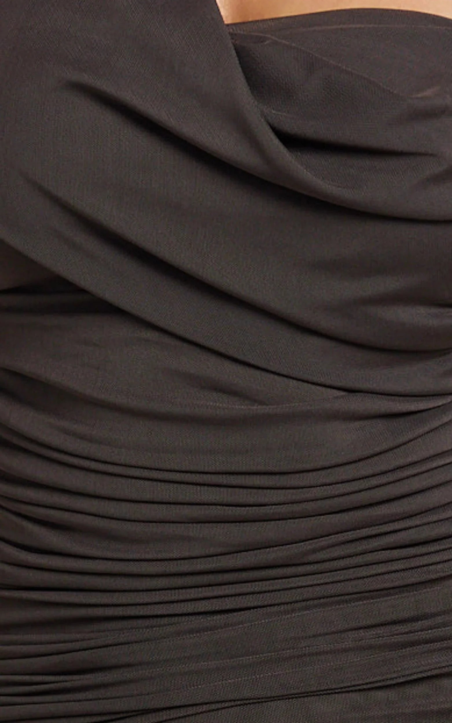 Larson Maxi Dress - Asymmetric Tie Neck Column Dress in Chocolate