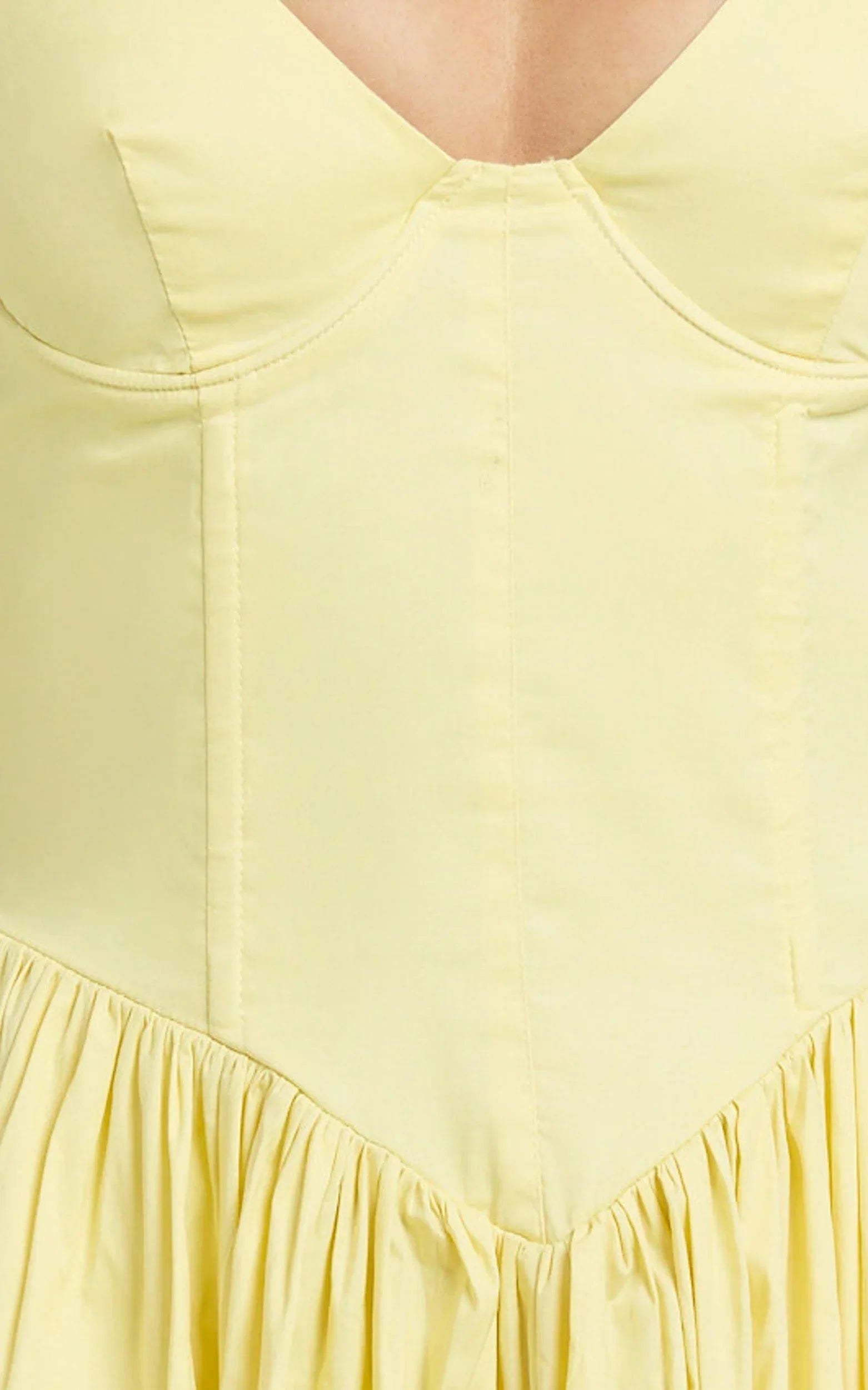 Beckett Midi Dress - Scoop Neck Drop V Waist Gathered Skirt Dress in Butter Yellow