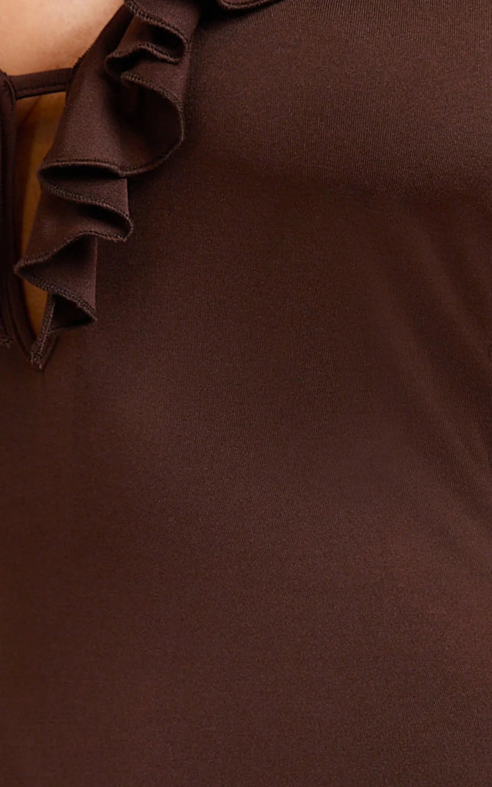 Izira Maxi Dress - Jersey Plunge Keyhole Bodycon Dress in Chocolate