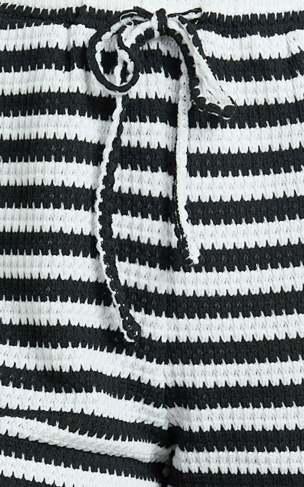 Brenda Short - Textured Stripe Short in White/Black Stripe