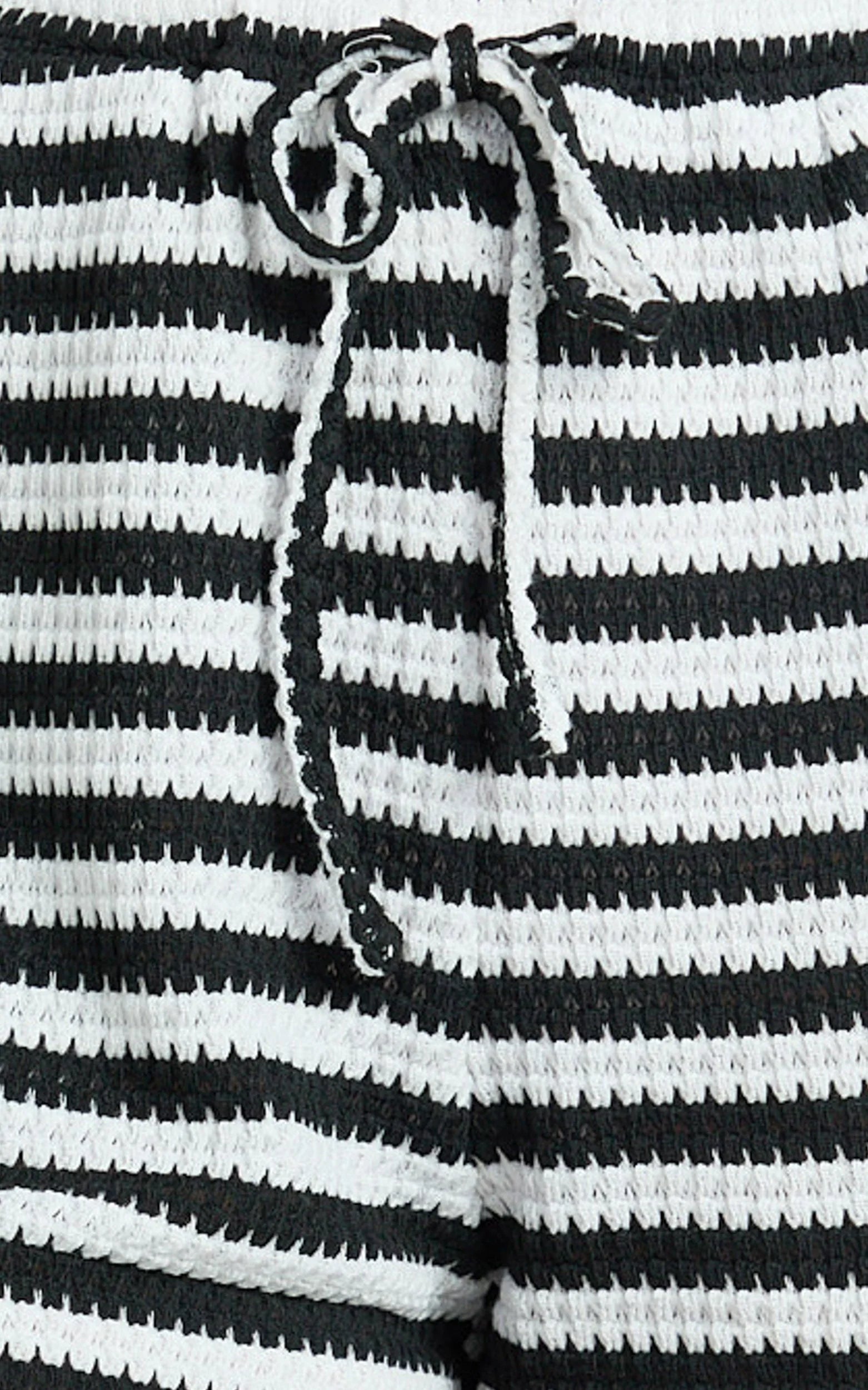Brenda Short - Textured Stripe Short in White/Black Stripe