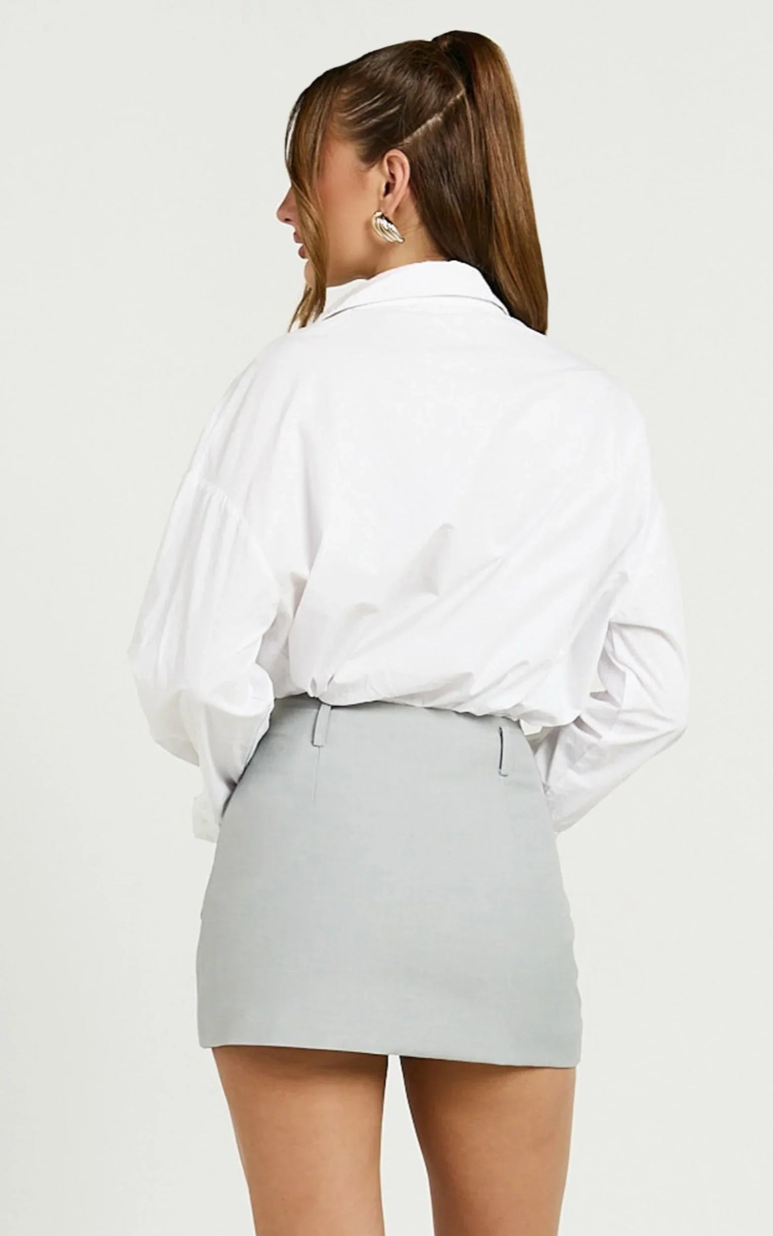 Haidy Skort - Mid Waisted Tailored Mini Skort in Grey