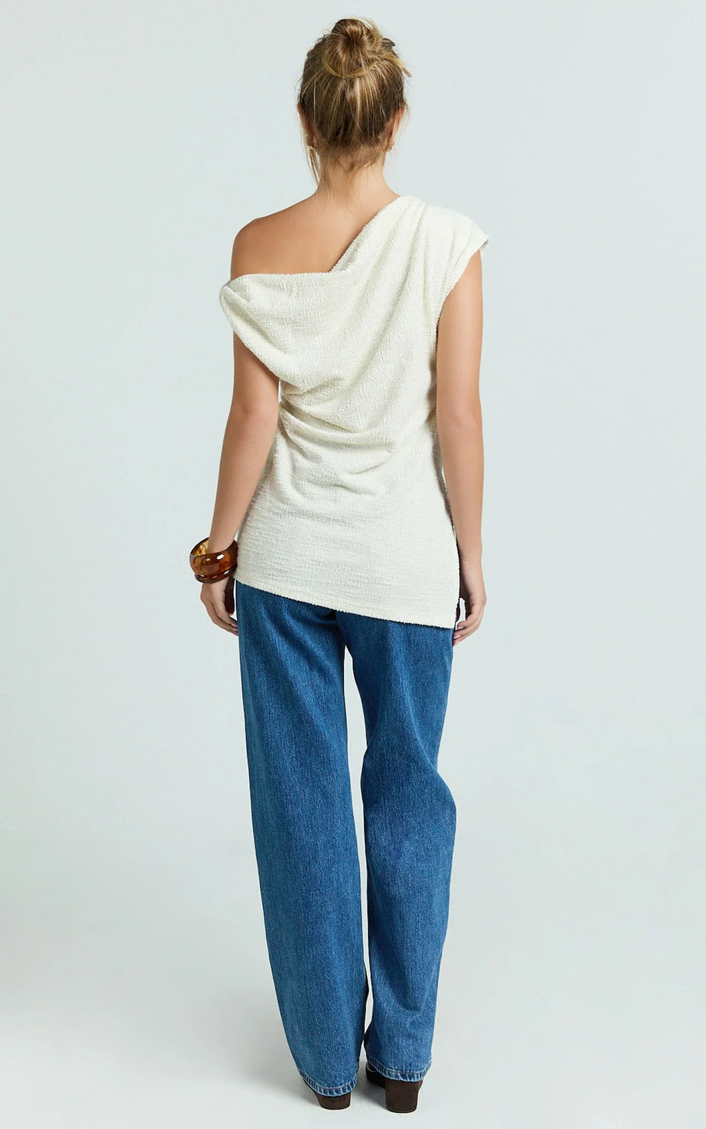 Anna Top - Knit Longline Off Shoulder Top in Cream