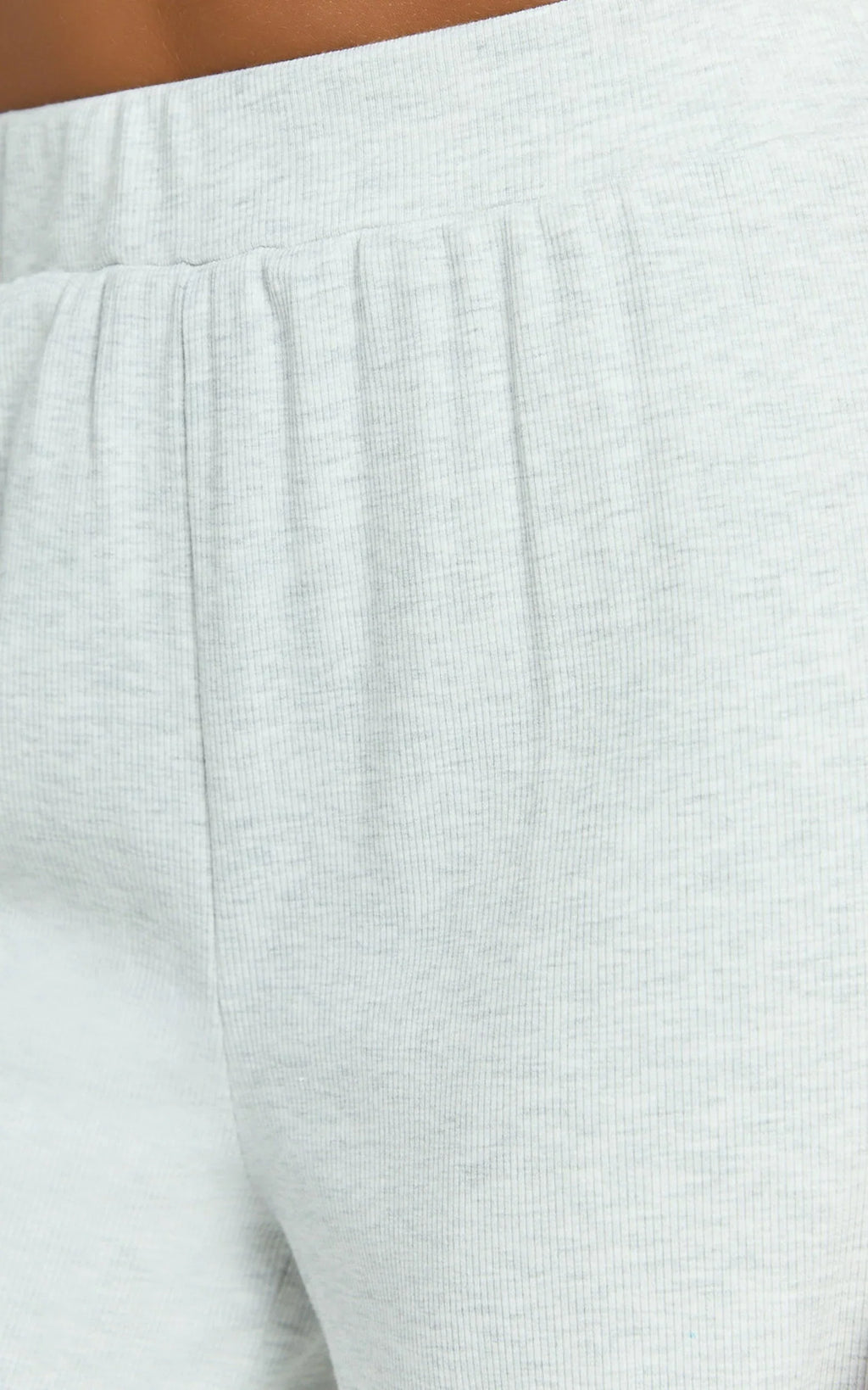 Amalthea Pants - High Waisted Jersey Rib Wide Leg Pants in Light Grey Marl