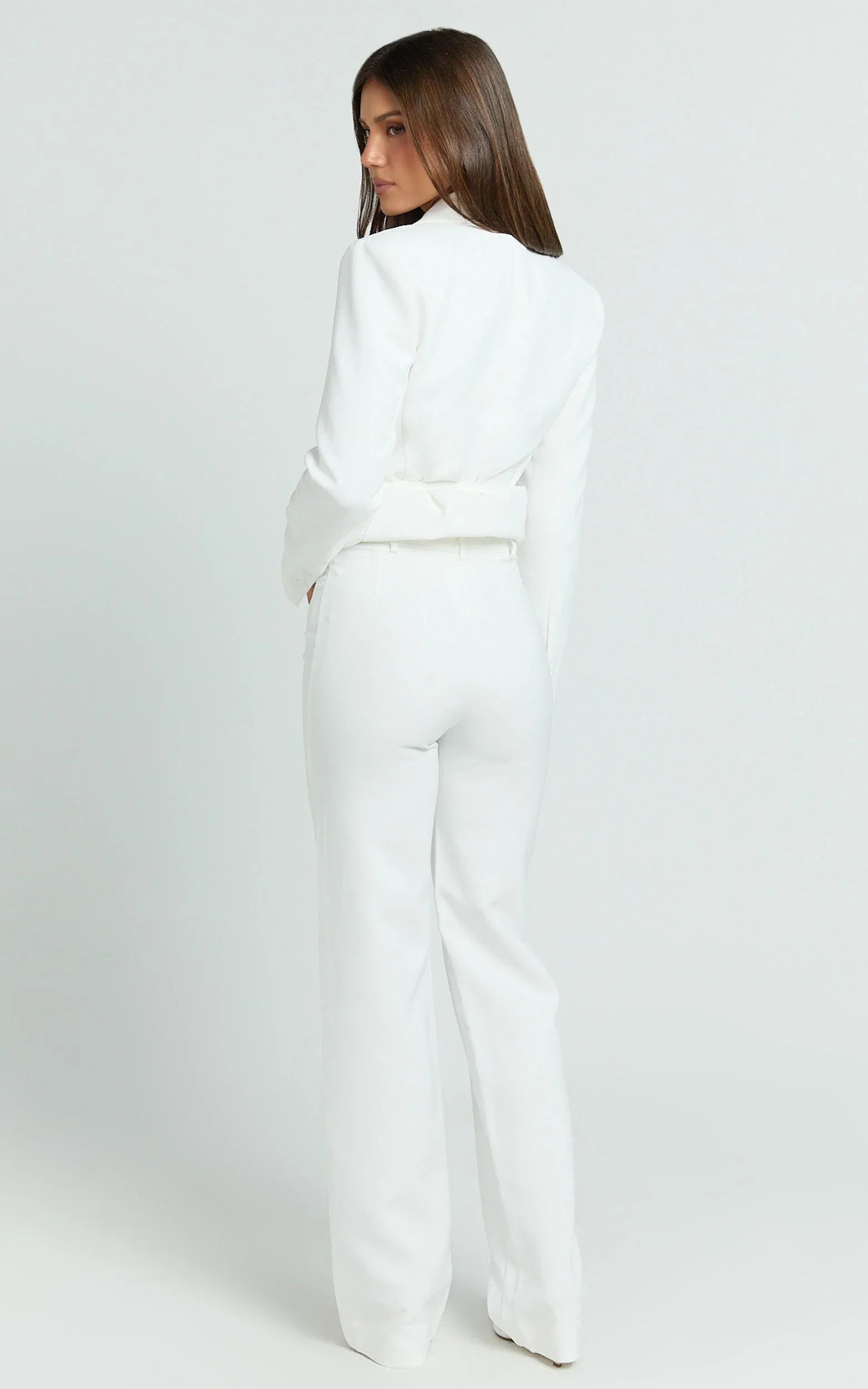 Sally Pants - Mid Waisted Straight Leg Tailored Pants in White