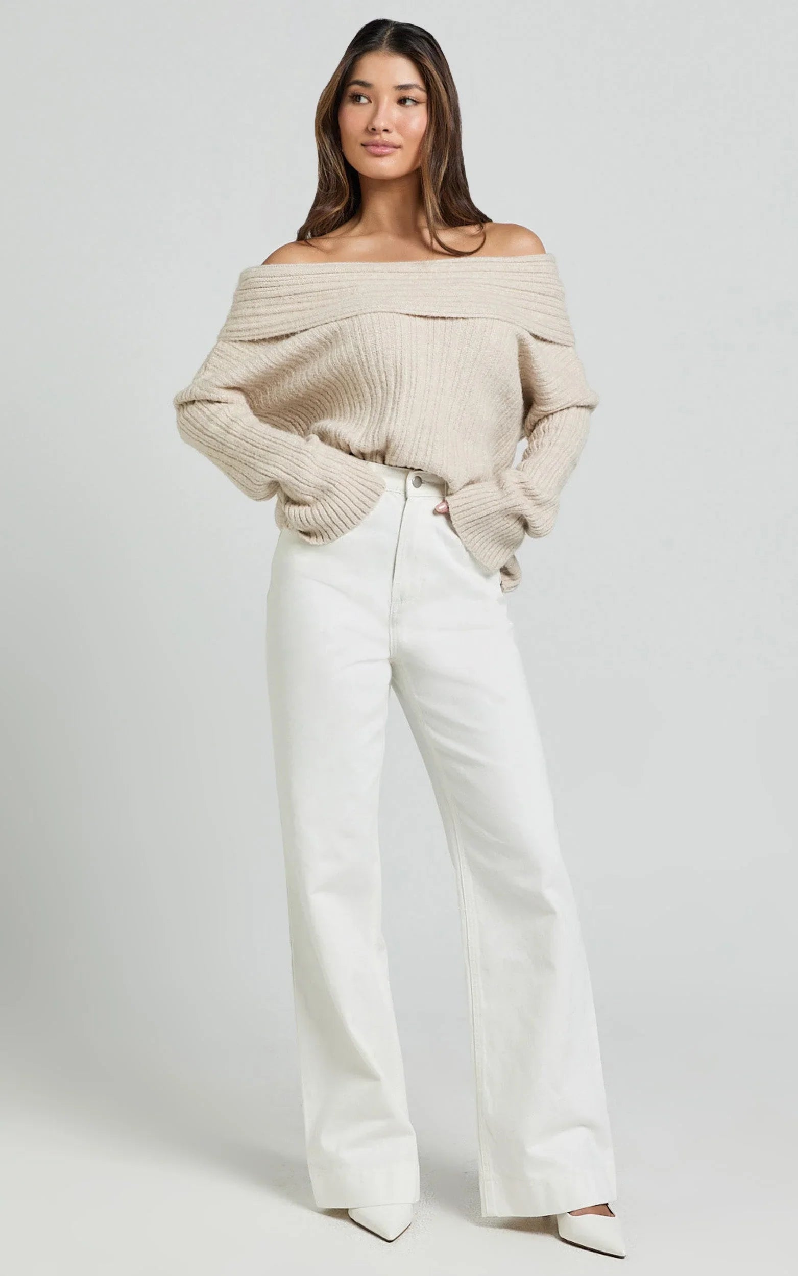 Dexter Jeans - High Waisted Straight Leg Denim Jeans in Ecru