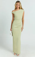 Genie Maxi Dress - Off The Shoulder Dress in Sage